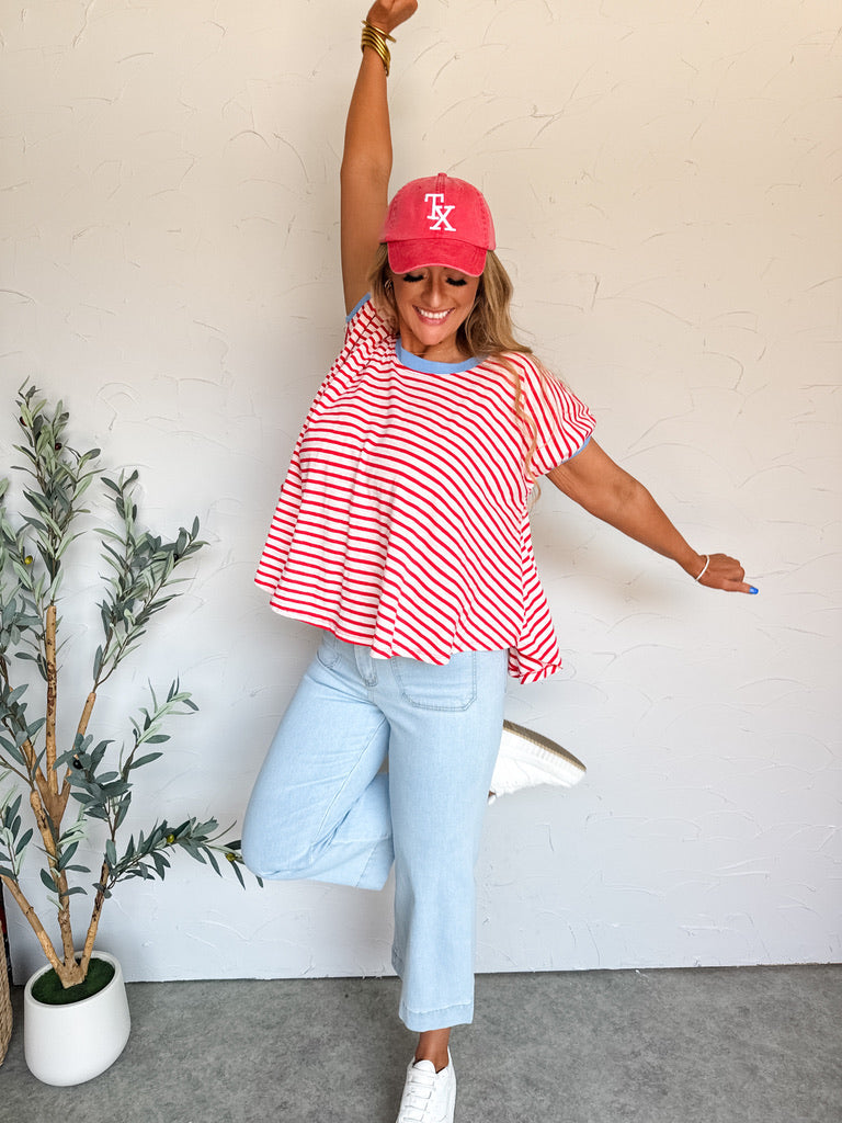 Good Habits Striped Round Neck Top