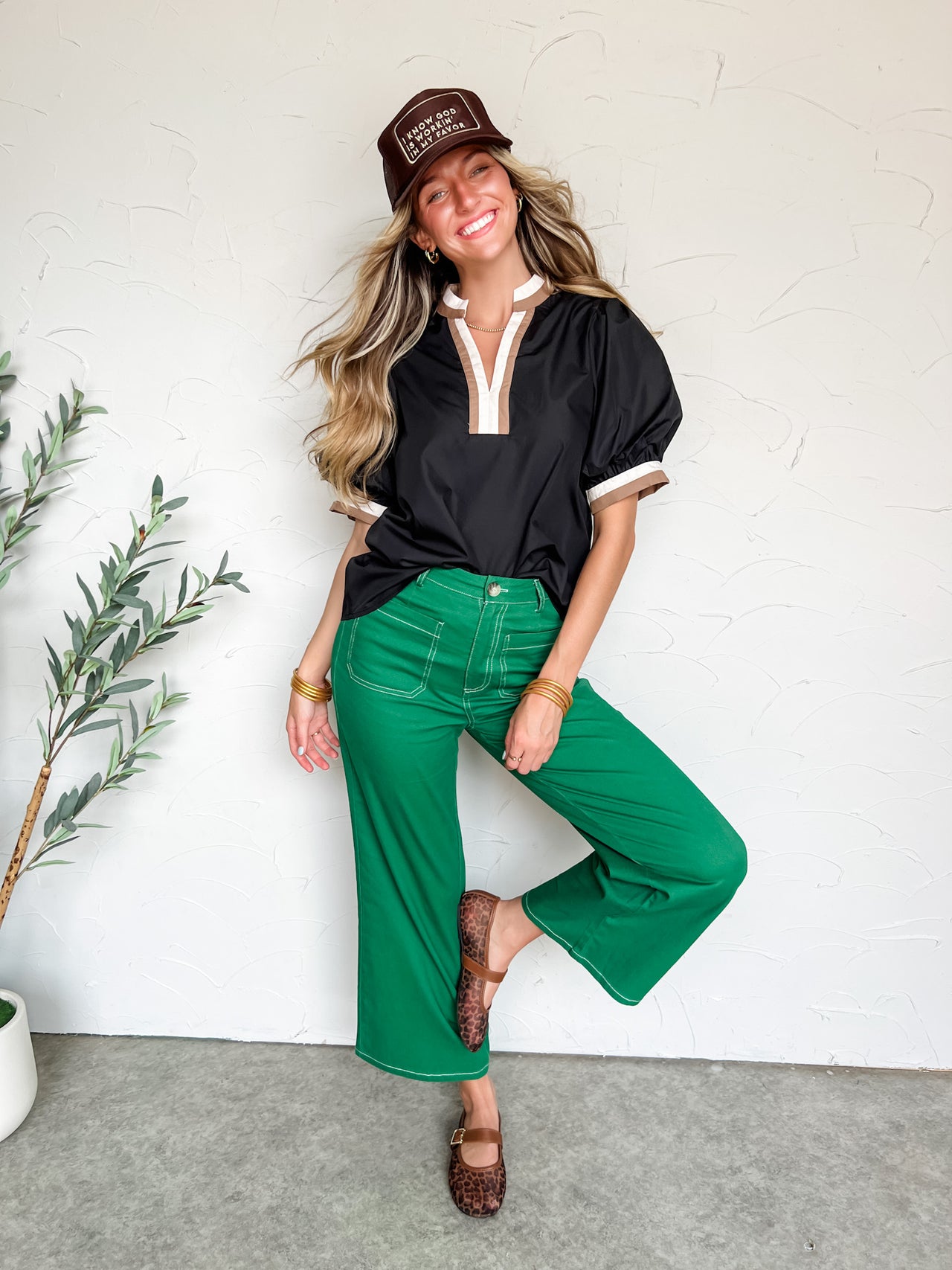 An Elevated Classic Accent Neck Top- Black