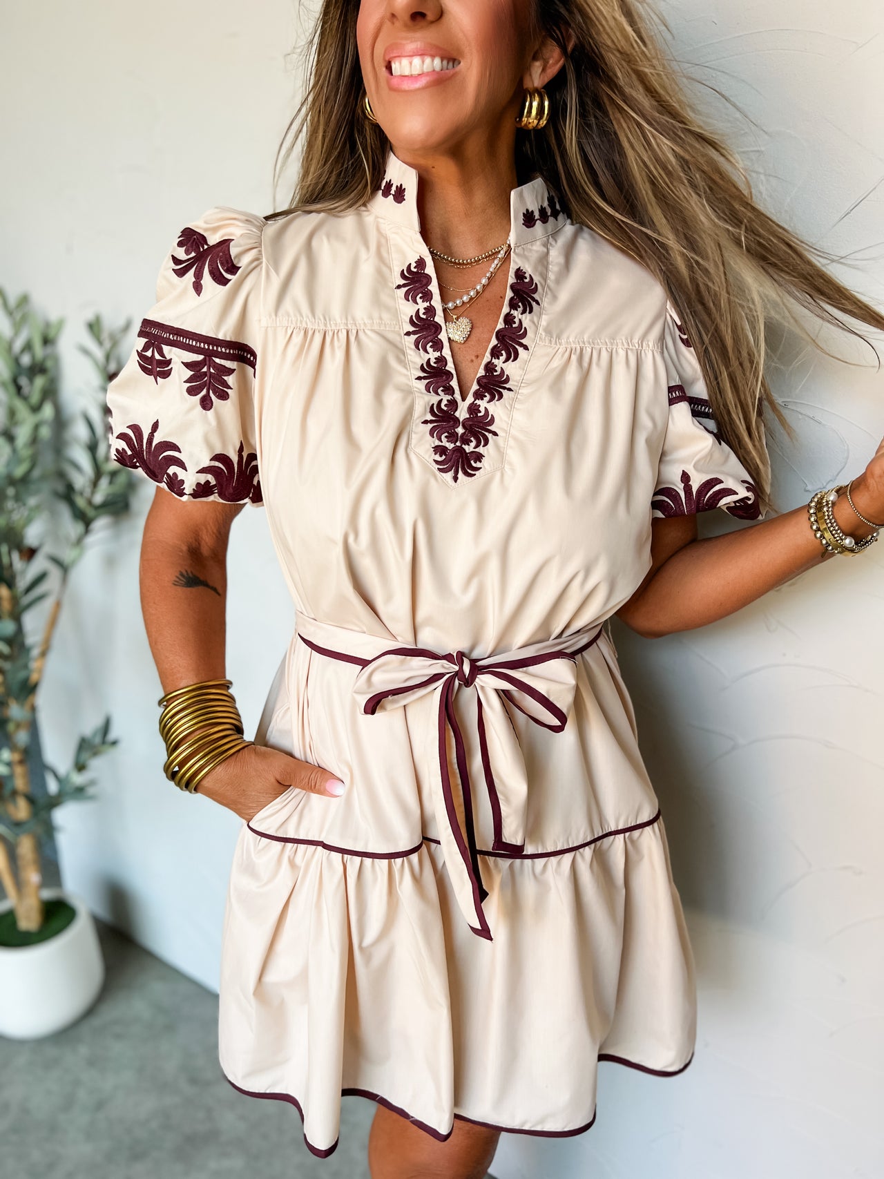 Tell Me Something New Stripe Sleeve Dress