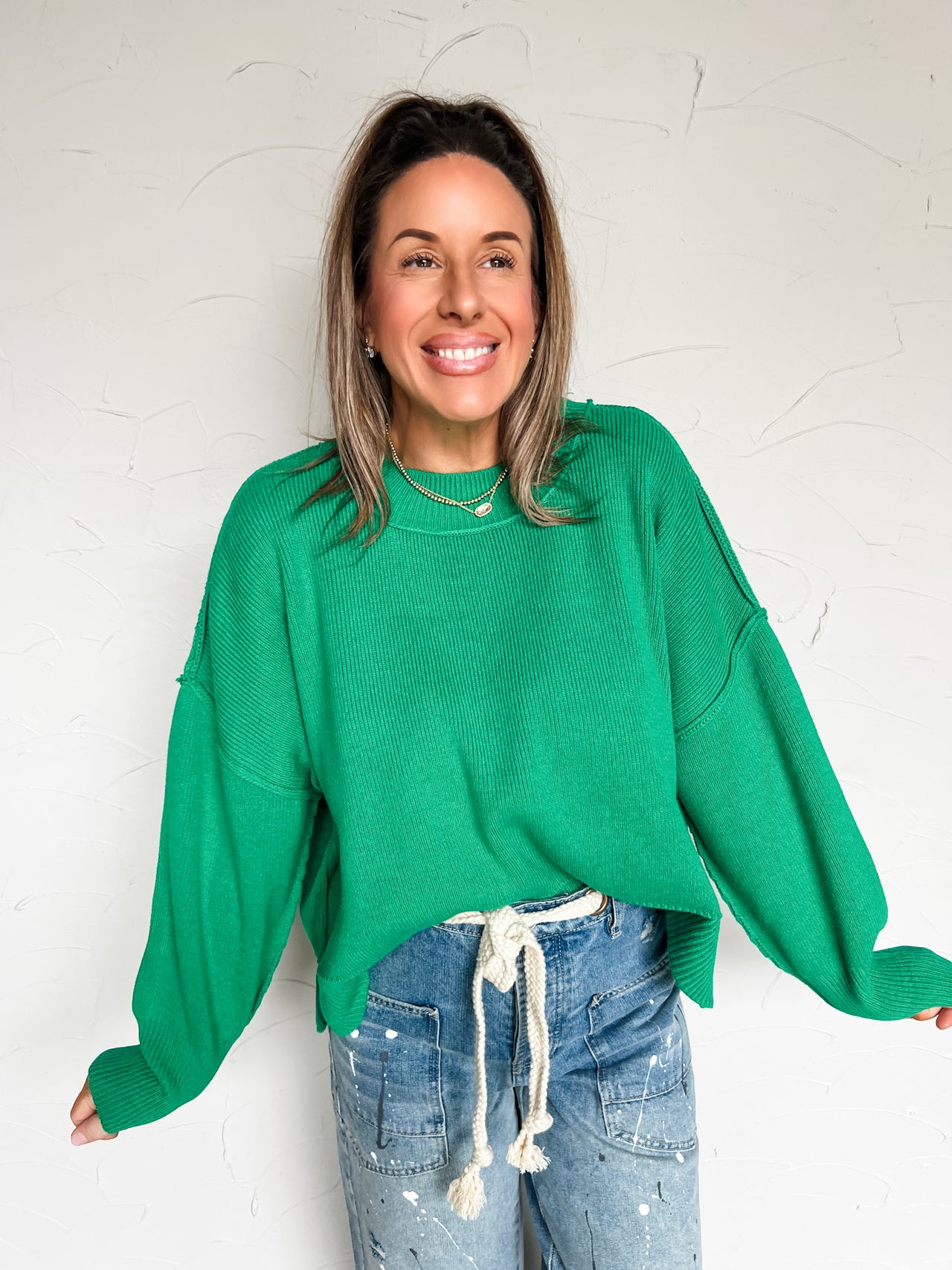 Rein It In Wide Fit Sweater- Kelly Green