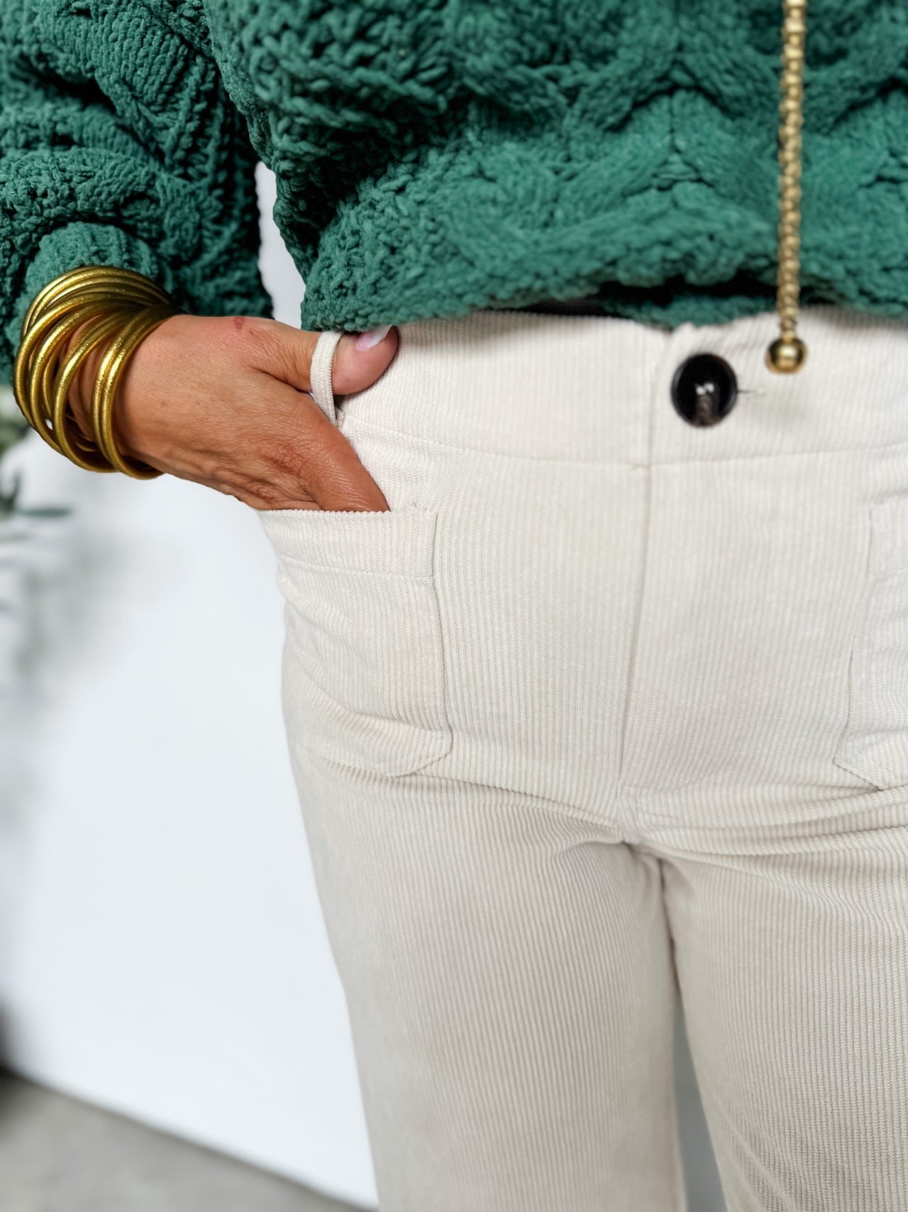 Make Me A Deal Corduroy Pants- Sand