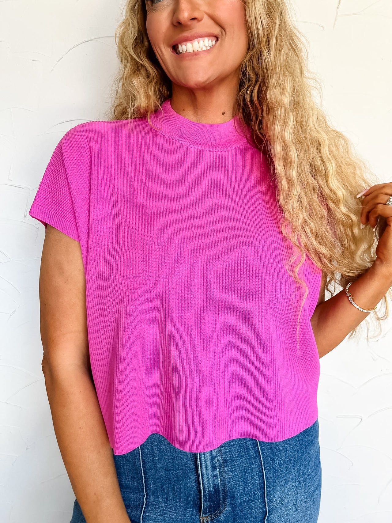 Stay Cute And Comfy Mock Neck Sweater- Bright Mauve
