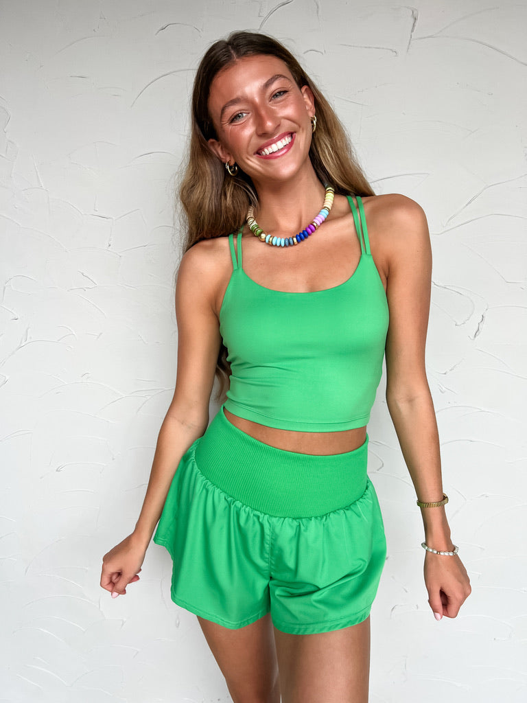 Sign Me Up Criss Cross Sports Bra- Green Pop
