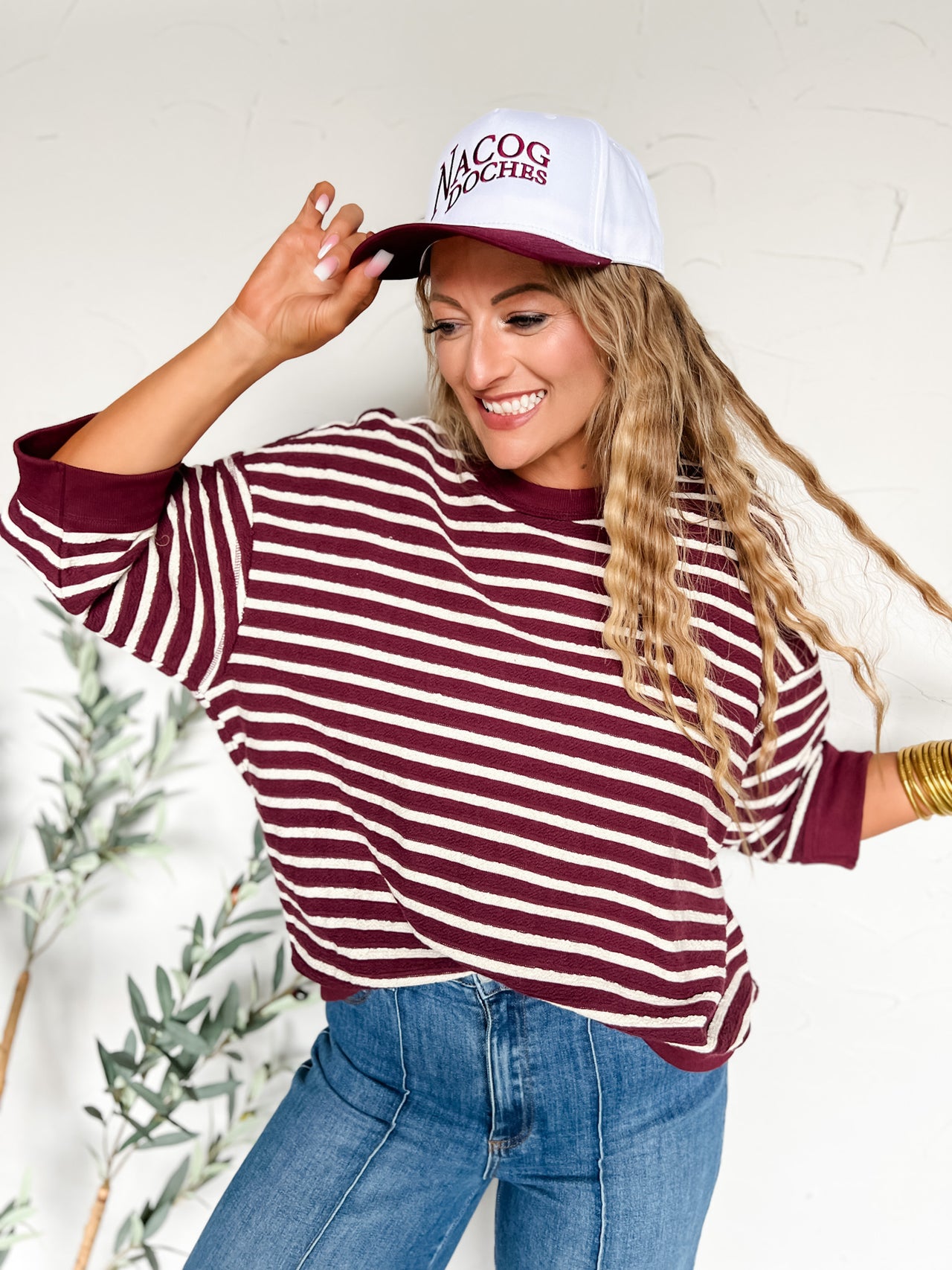 My Basic Self Striped Top- Wine