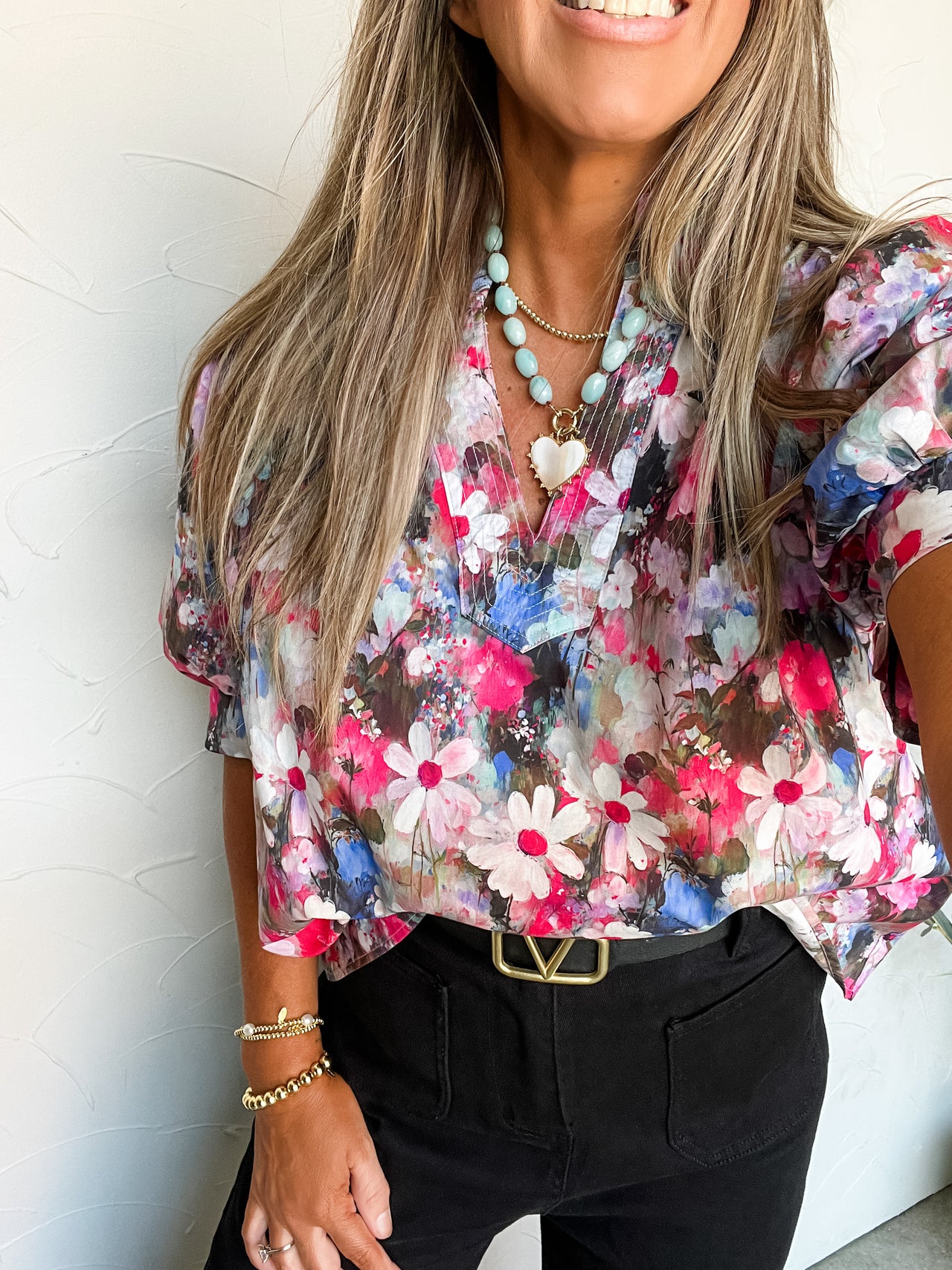 Flowers That Grow V Neck Abstract Top