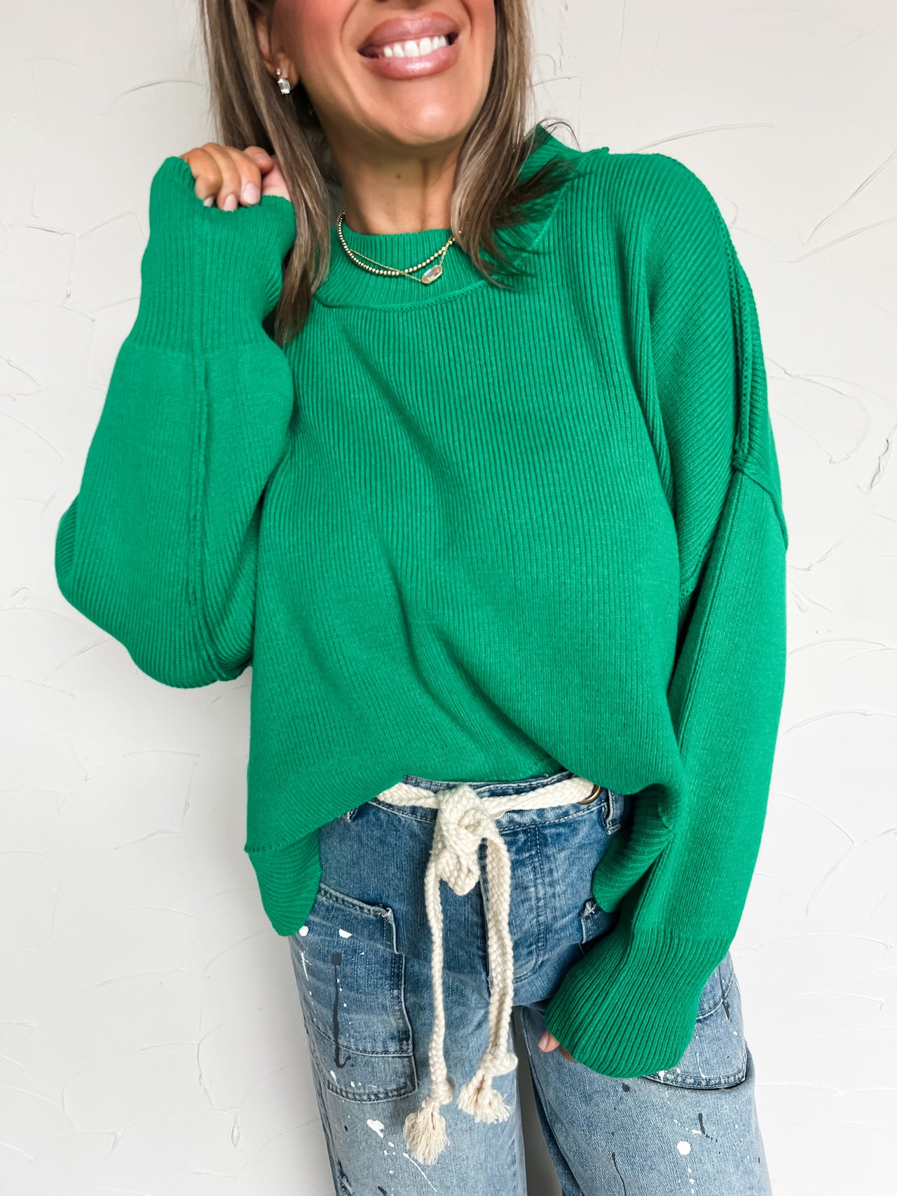 Rein It In Wide Fit Sweater- Kelly Green