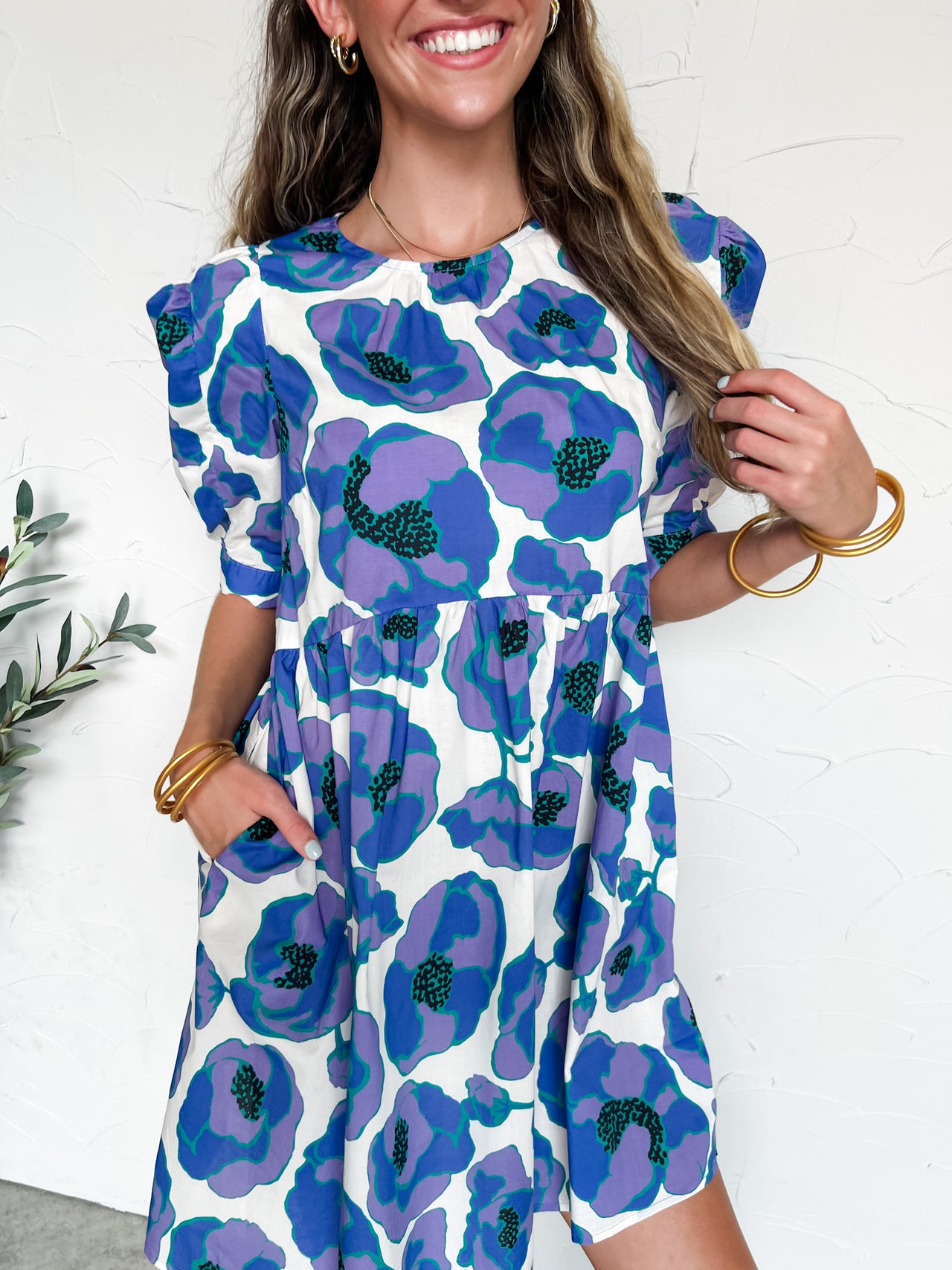 Bouquet Of Flowers Round Neck Dress