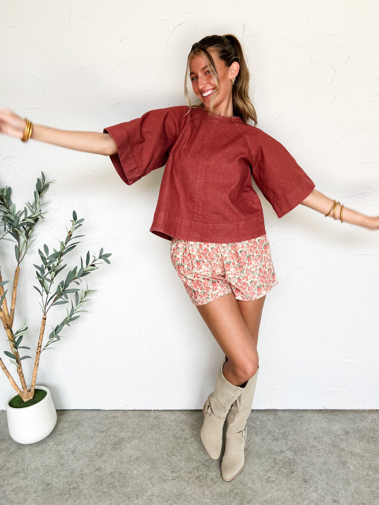 Close To Me Stretch Denim Tie Top