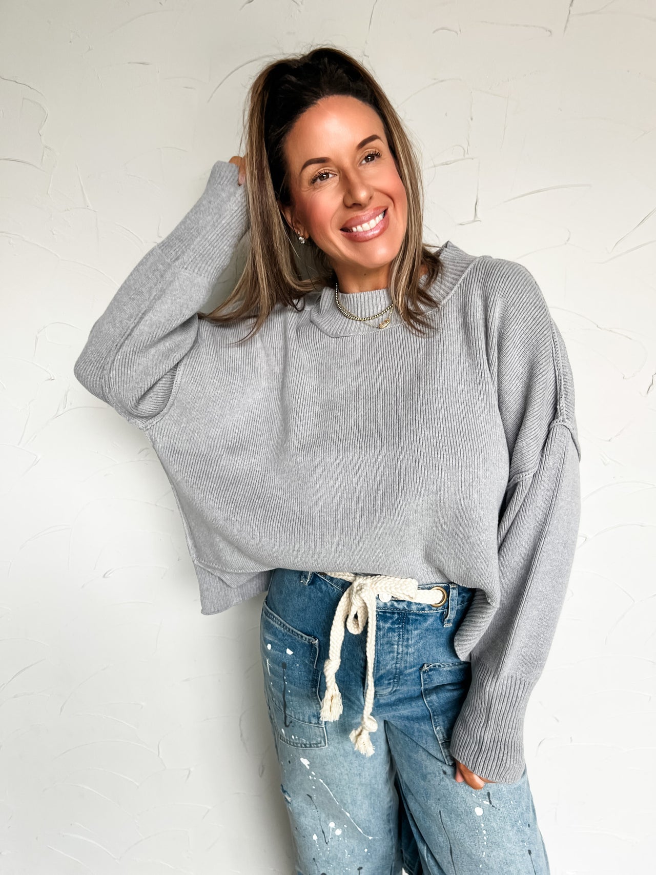 Rein It In Wide Fit Sweater- H Grey