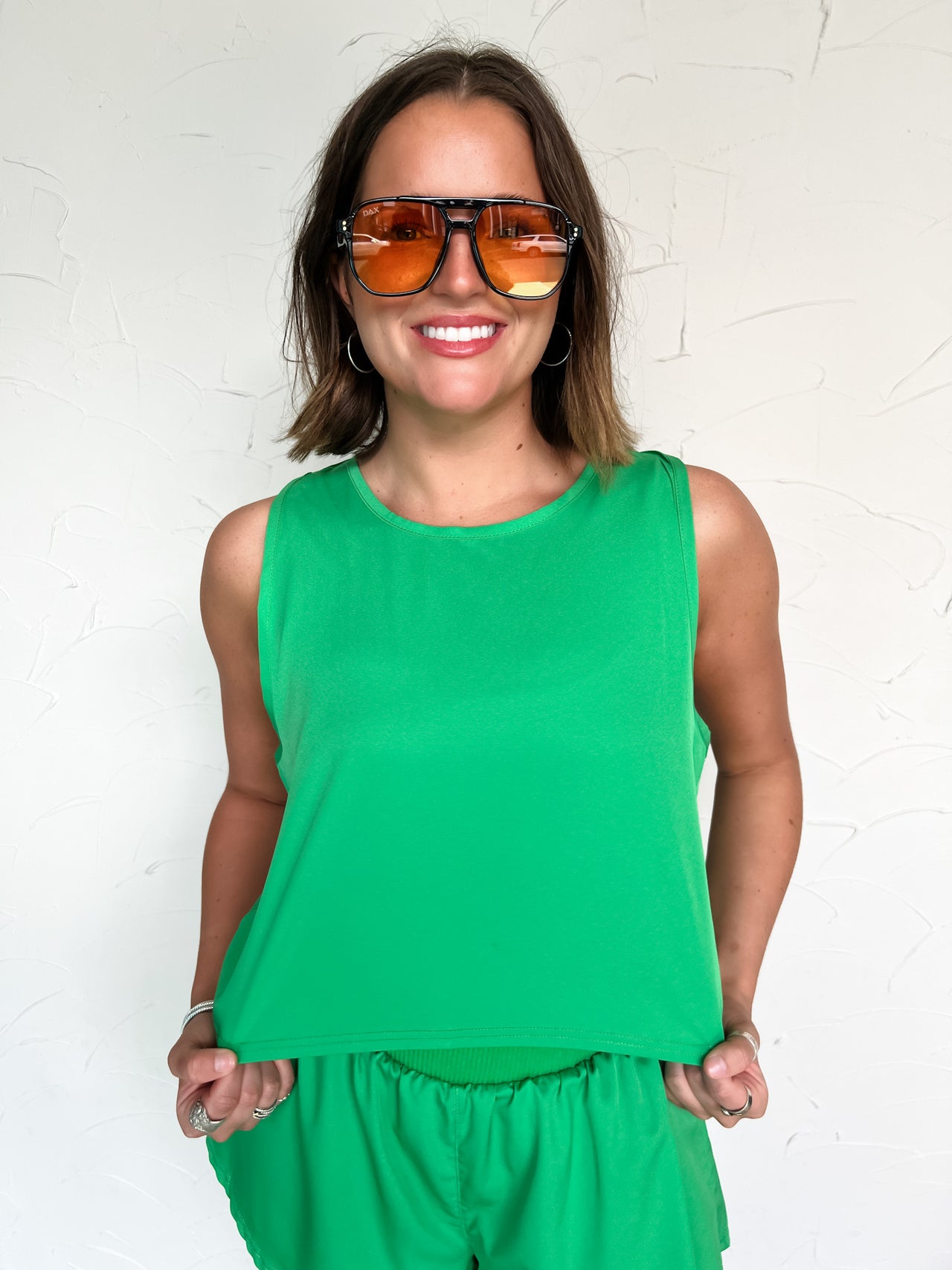 Sweet Spot Cropped Tank- Green Pop