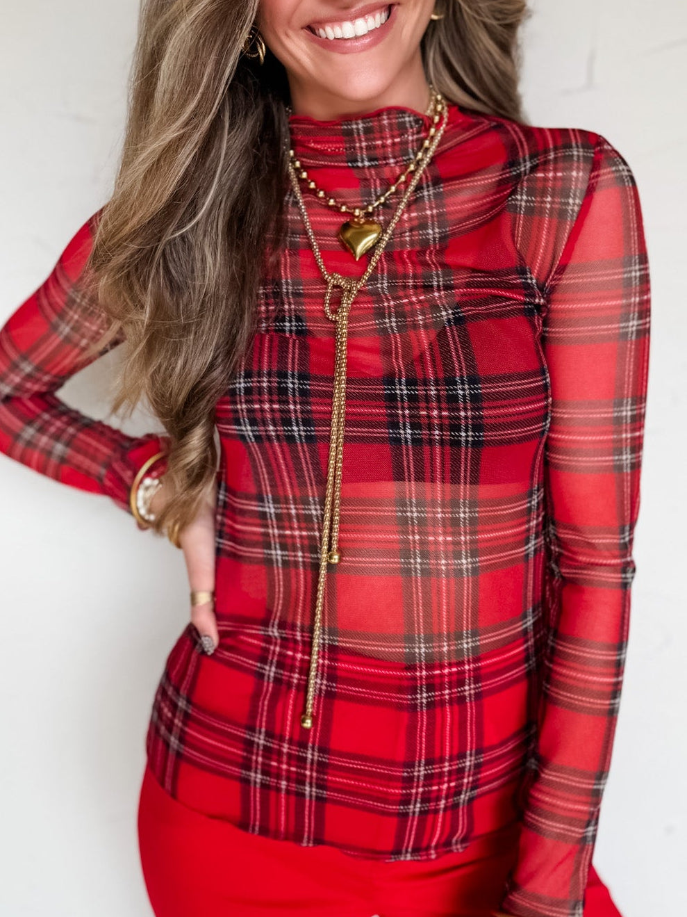 Back Porch Breezes High Neck Semi Sheer Top