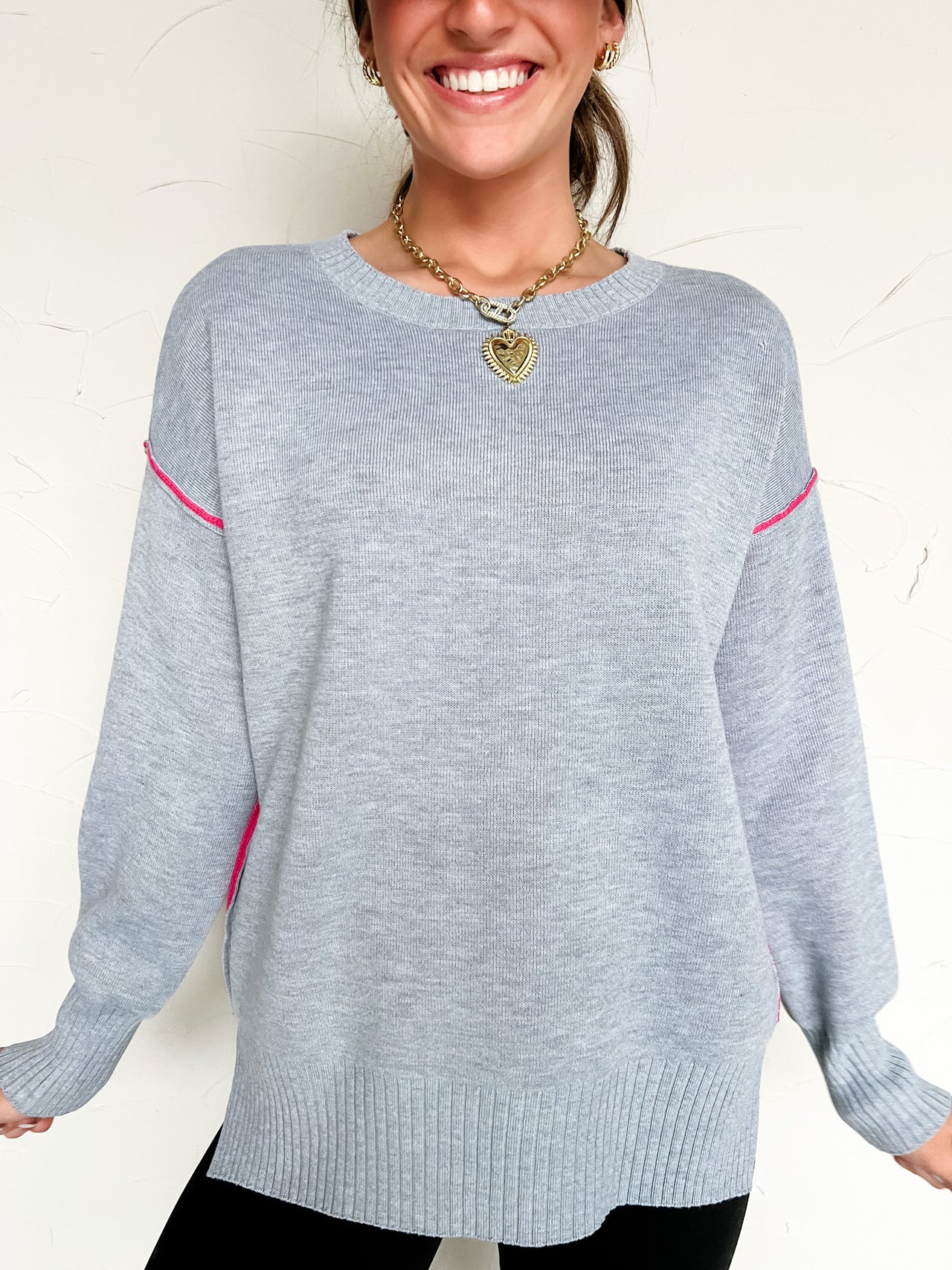 Much To Learn Contrast Trim Sweater