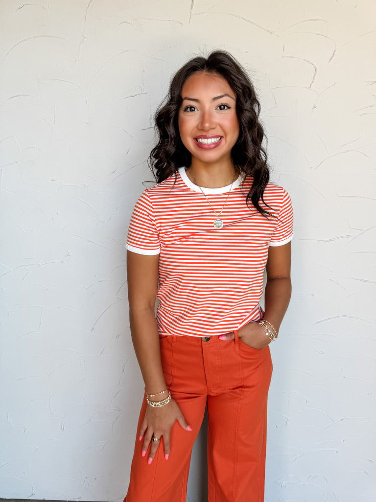 Say My Name Striped Ribbed Top