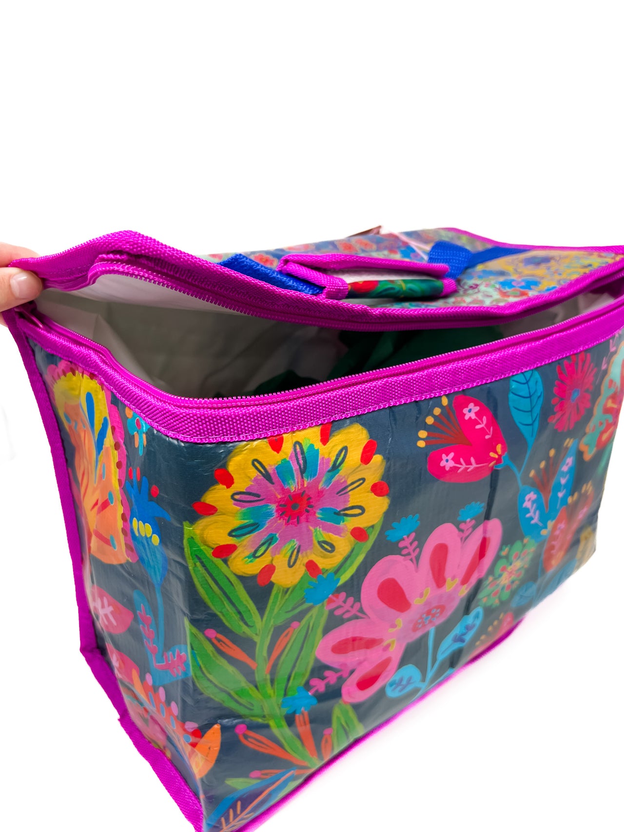 Car Trunk Organizer- Navy Folk Flower
