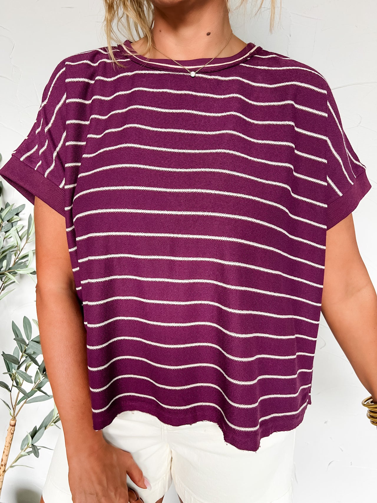 Always In Style Stripe Round Neck Top