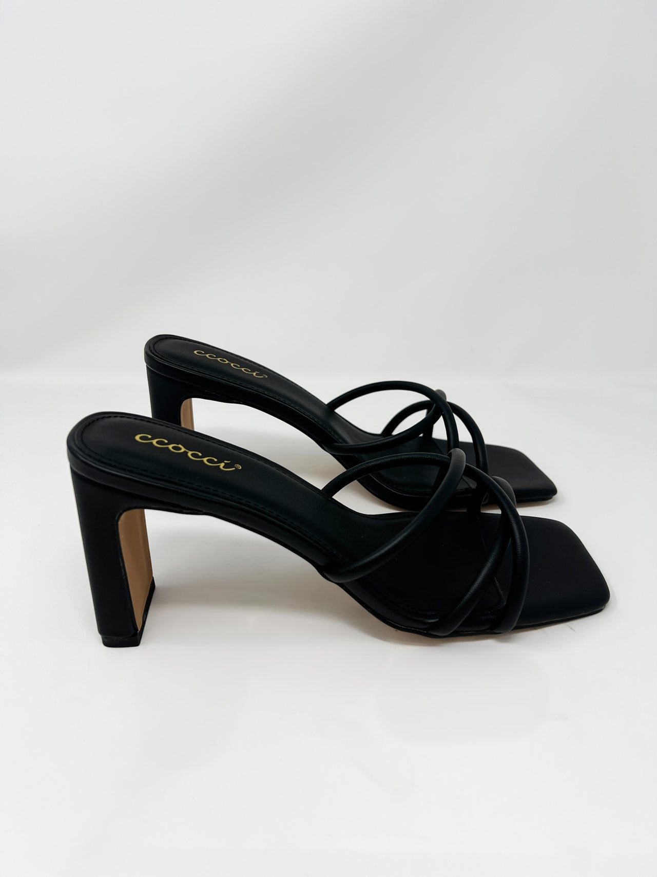 Jenna Square Toe Strappy Heels- Black