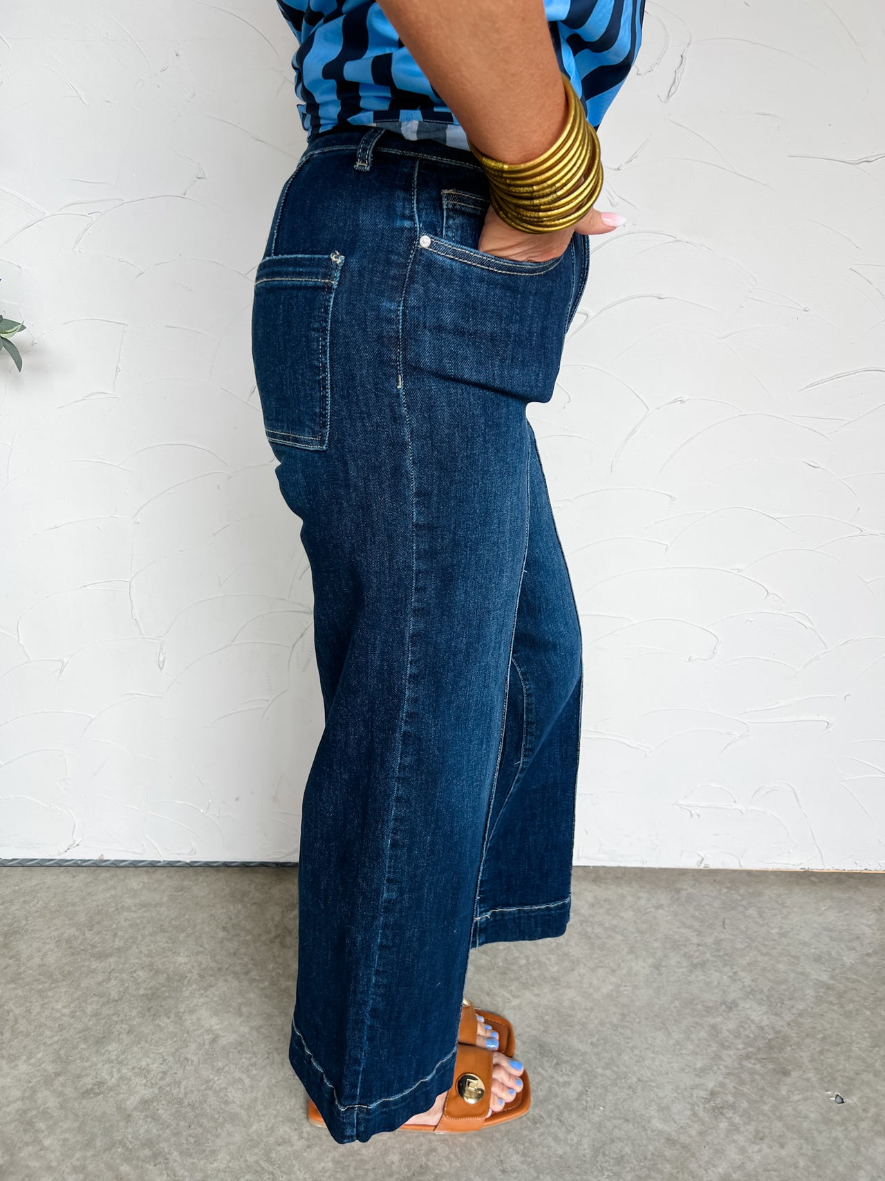 Prettiest Wish High Rise Wide Leg Jeans- Dark Wash