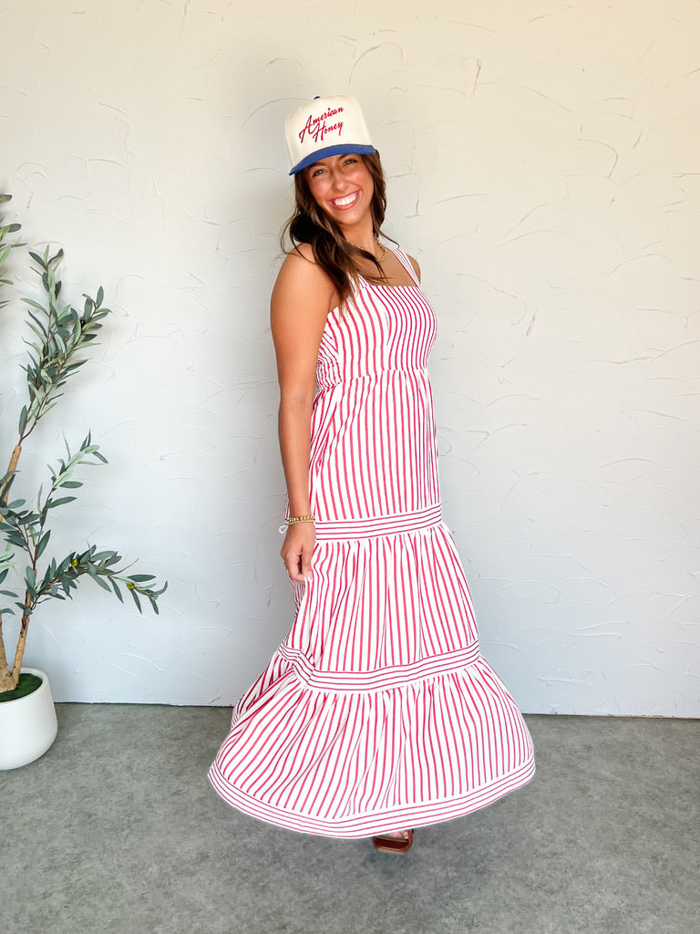 Back In Business Striped Midi Dress