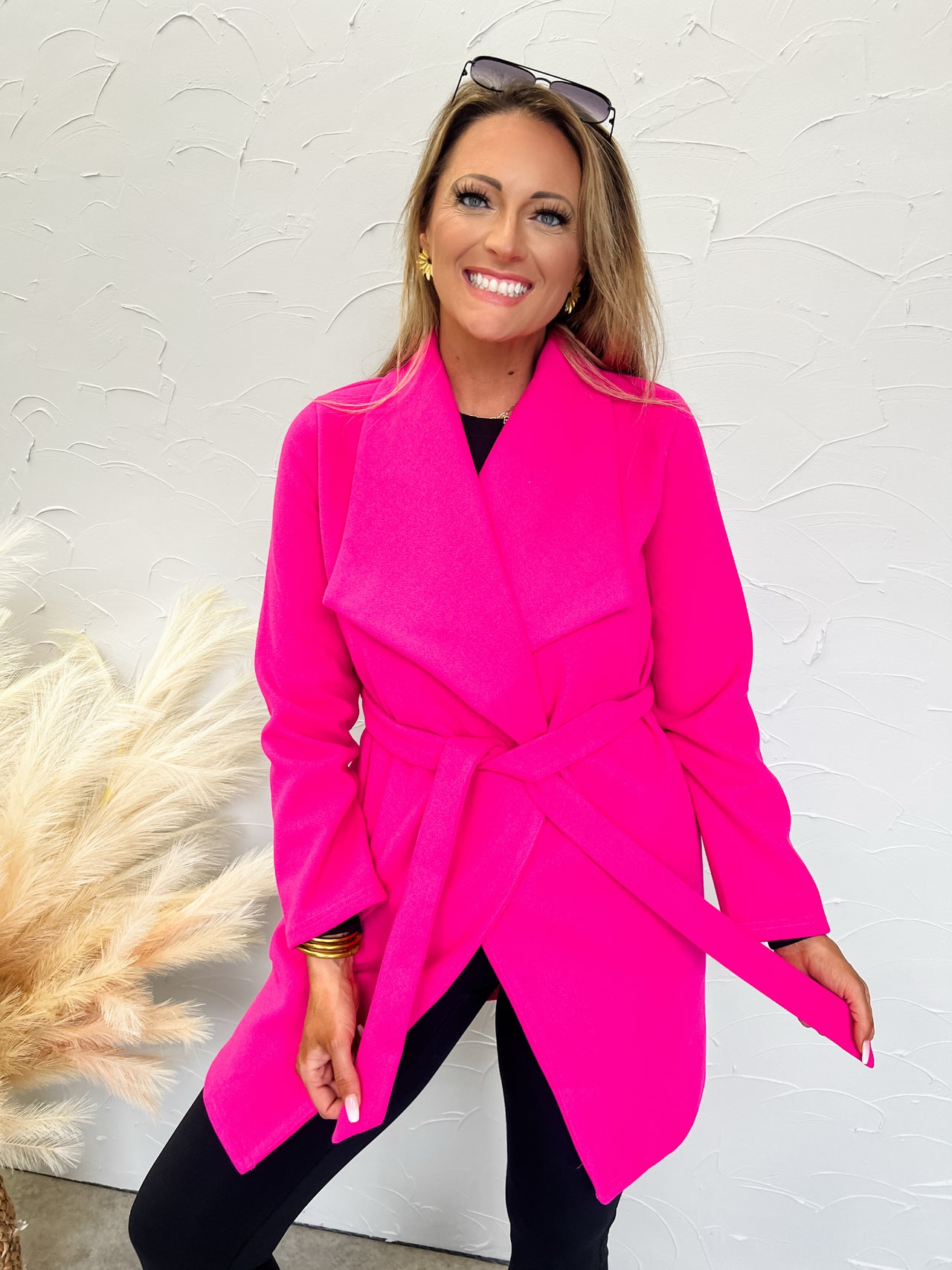 Warm Hugs Front Wrap Coat- Pink