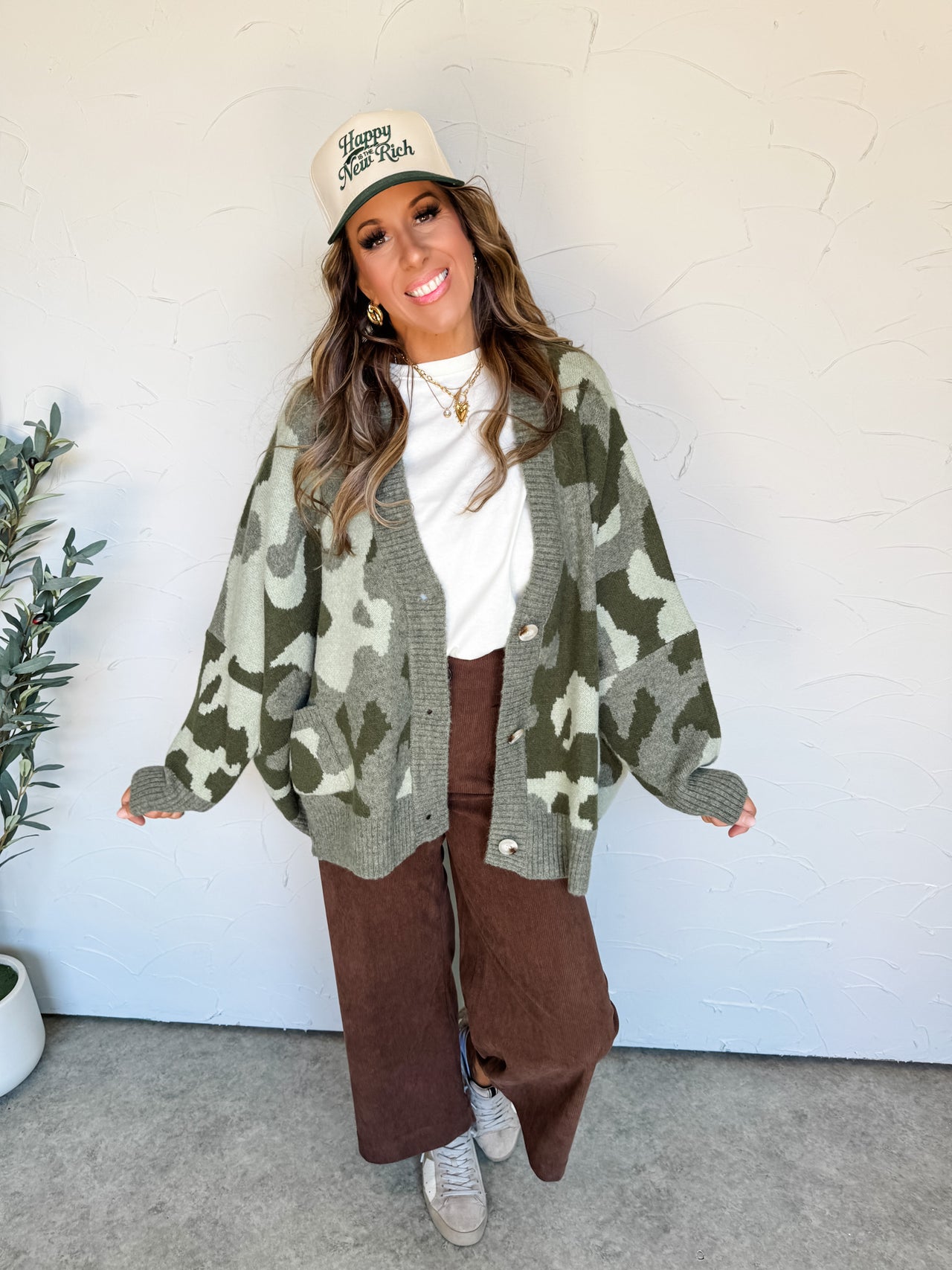 Give It A Try Oversized Camo Pullover Cardigan