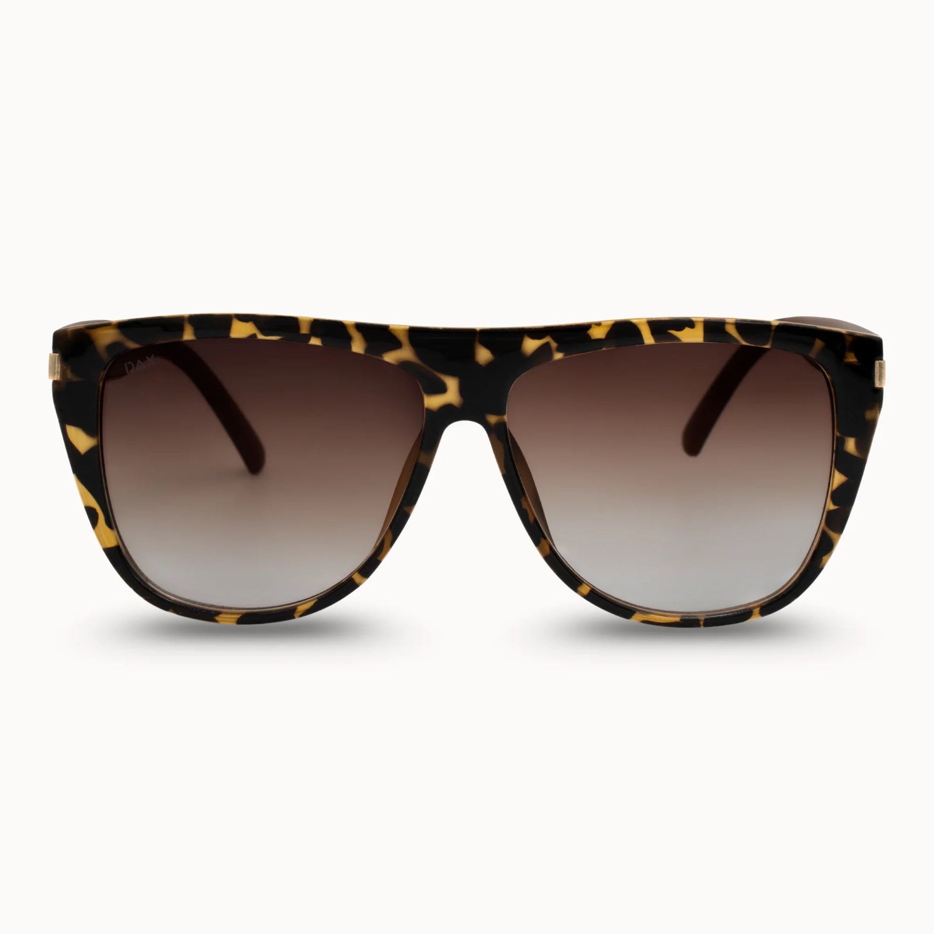 Sunglasses with leopard print frame on a white background