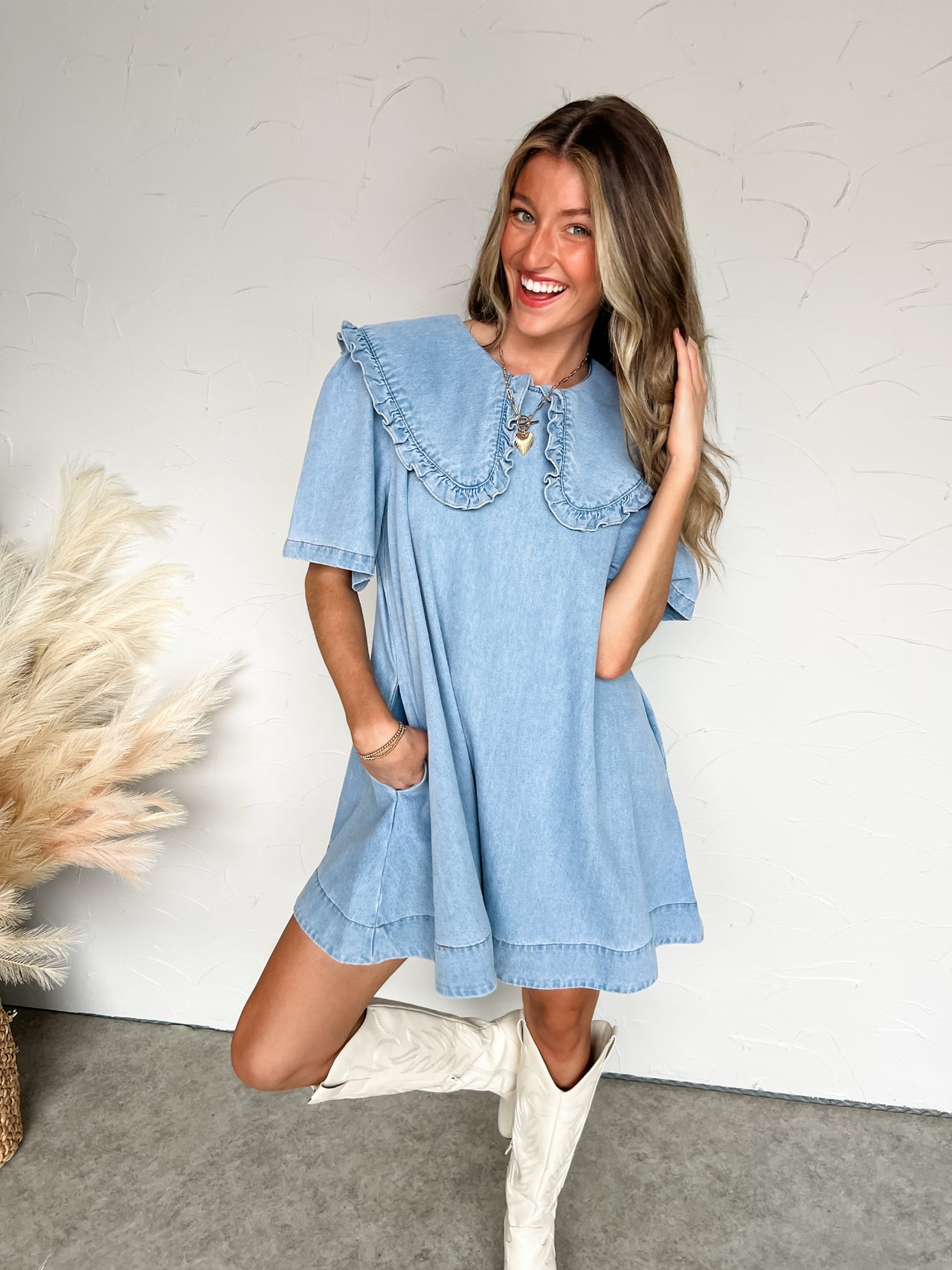 Short And Sweet Denim Mini Dress