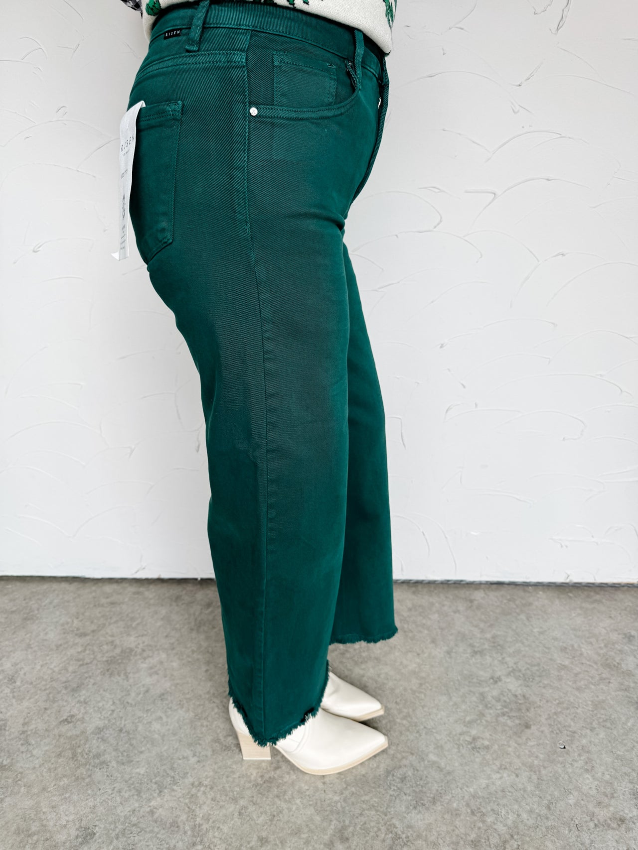 Make A Connection High Rise Crop Wide Leg Pants- Hunter Green