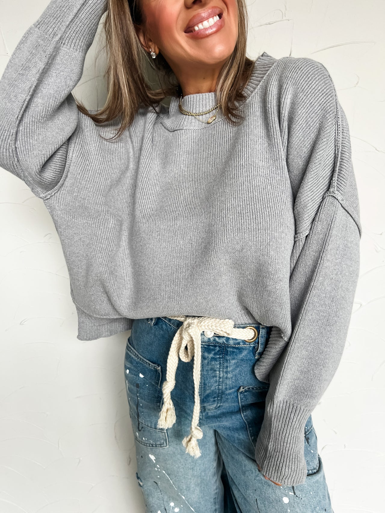 Rein It In Wide Fit Sweater- H Grey