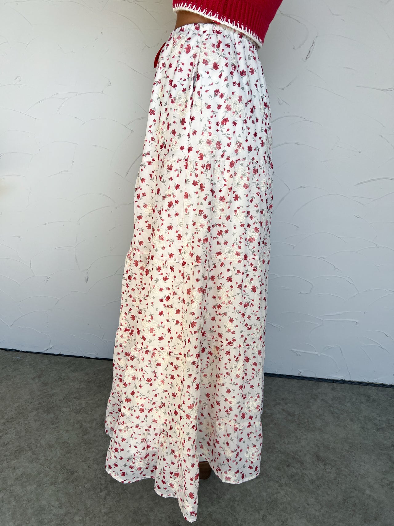 Cute As A Rose Floral Tiered Maxi Skirt