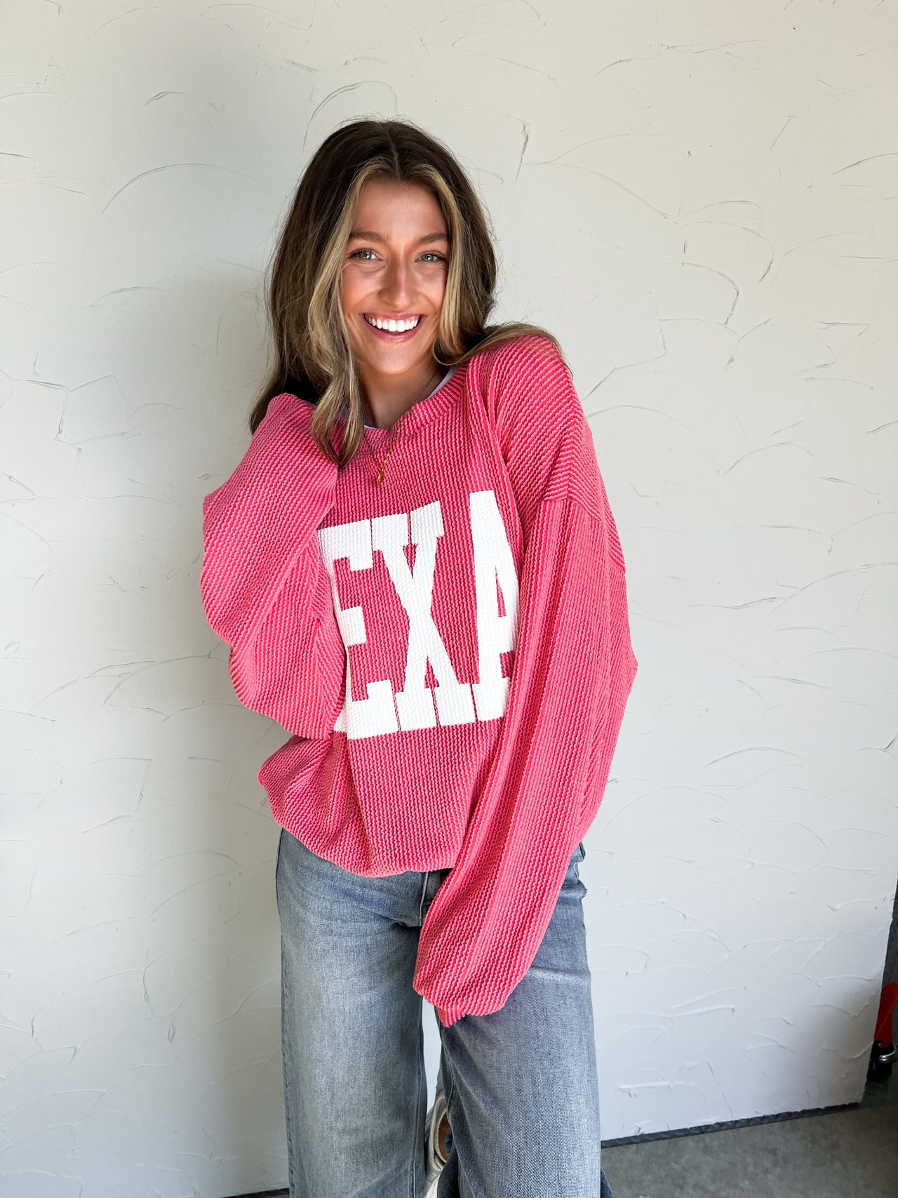 TEXAS Soft Ribbed Graphic Sweatshirt- Watermelon