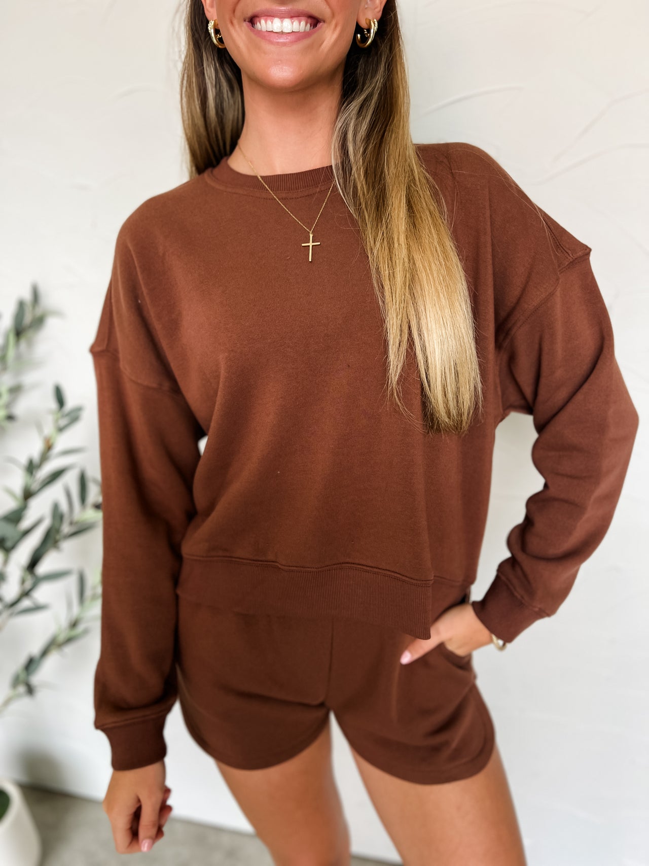 Stay Trendy Fleece Comfy Set- Brown