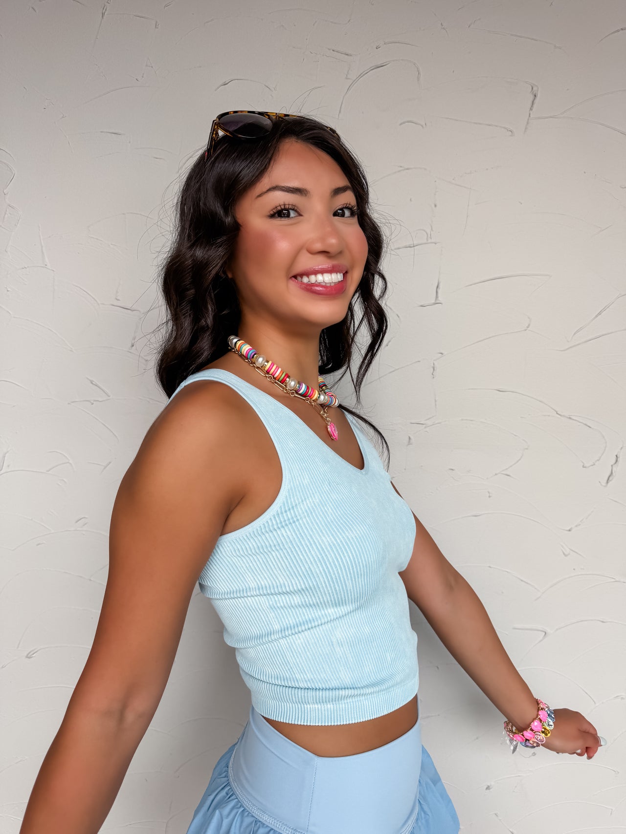 Girls Do It Better Ribbed Tank Top- Baby Blue