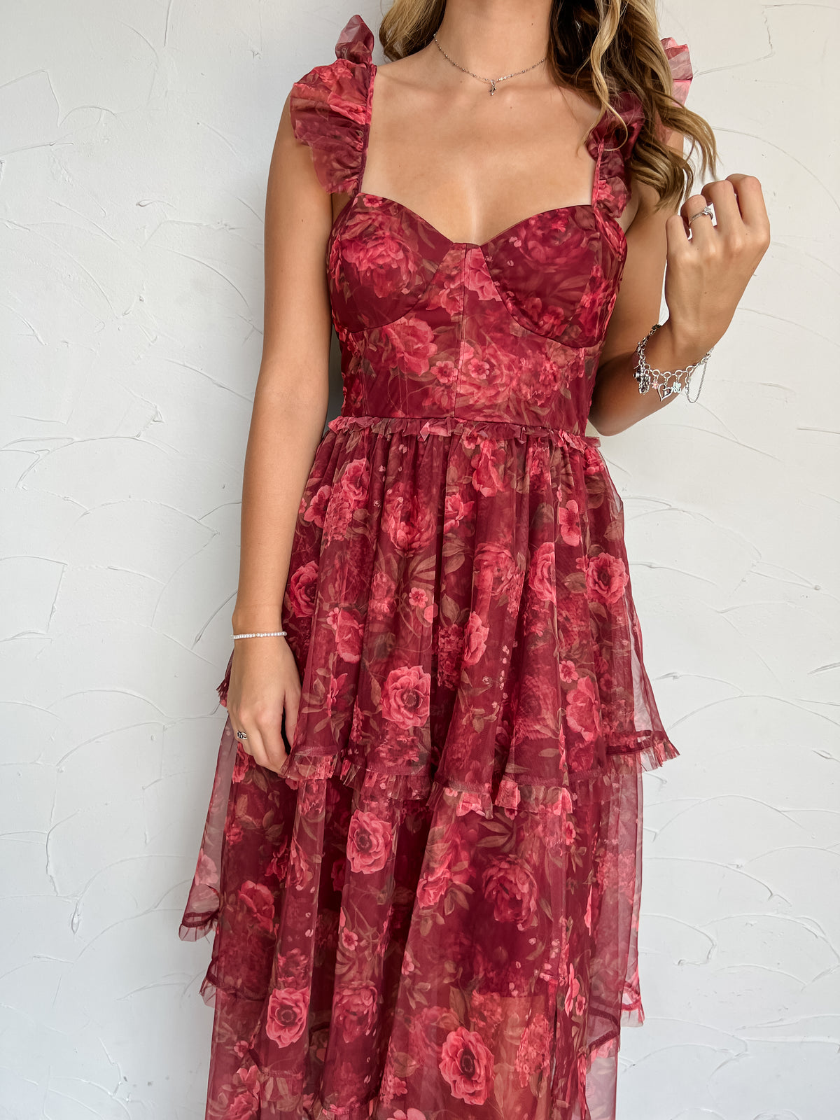 Ready When You Are Tiered Chiffon Midi Dress