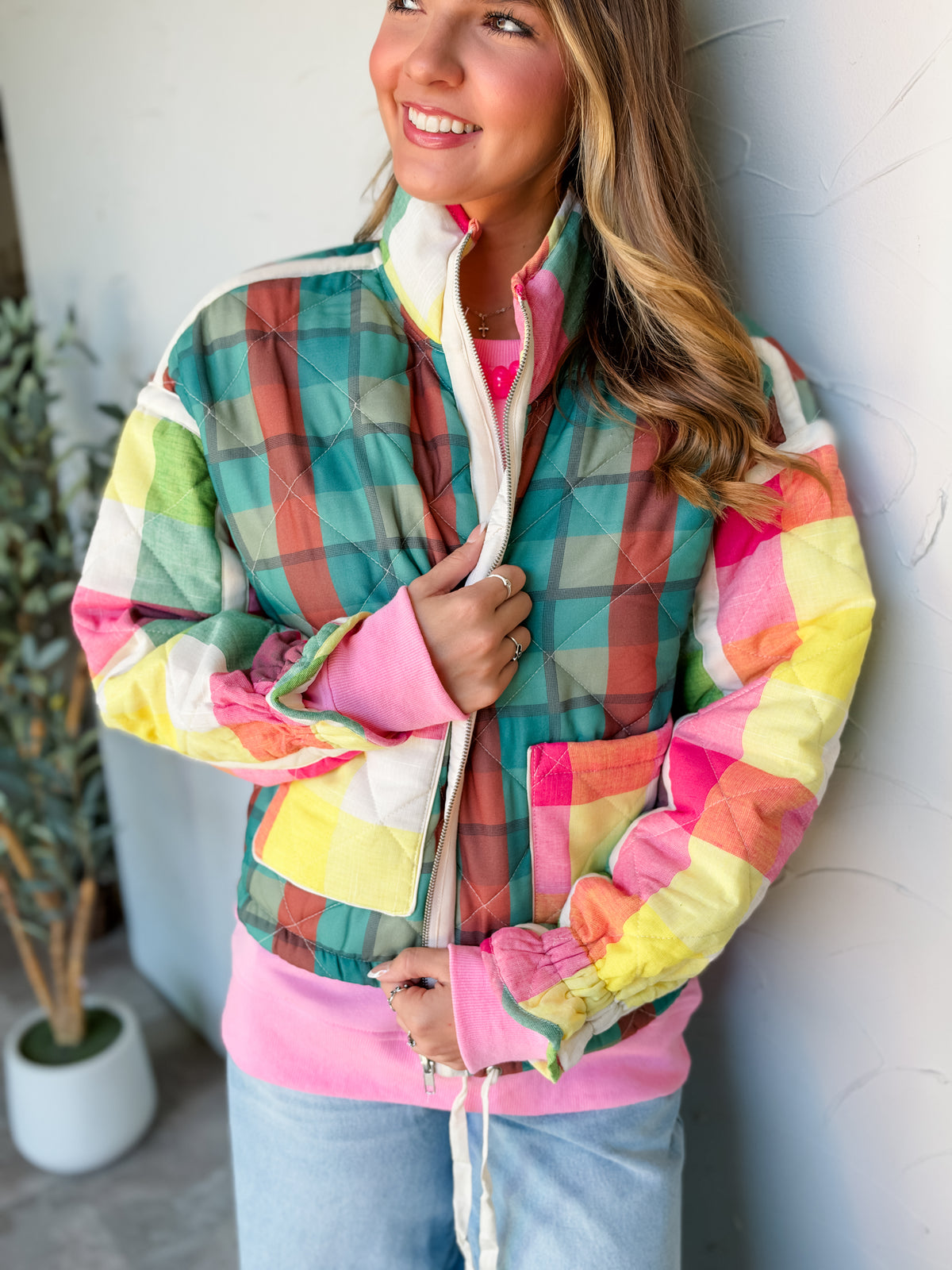 Something Cute Quilted Patchwork Puffer Jacket