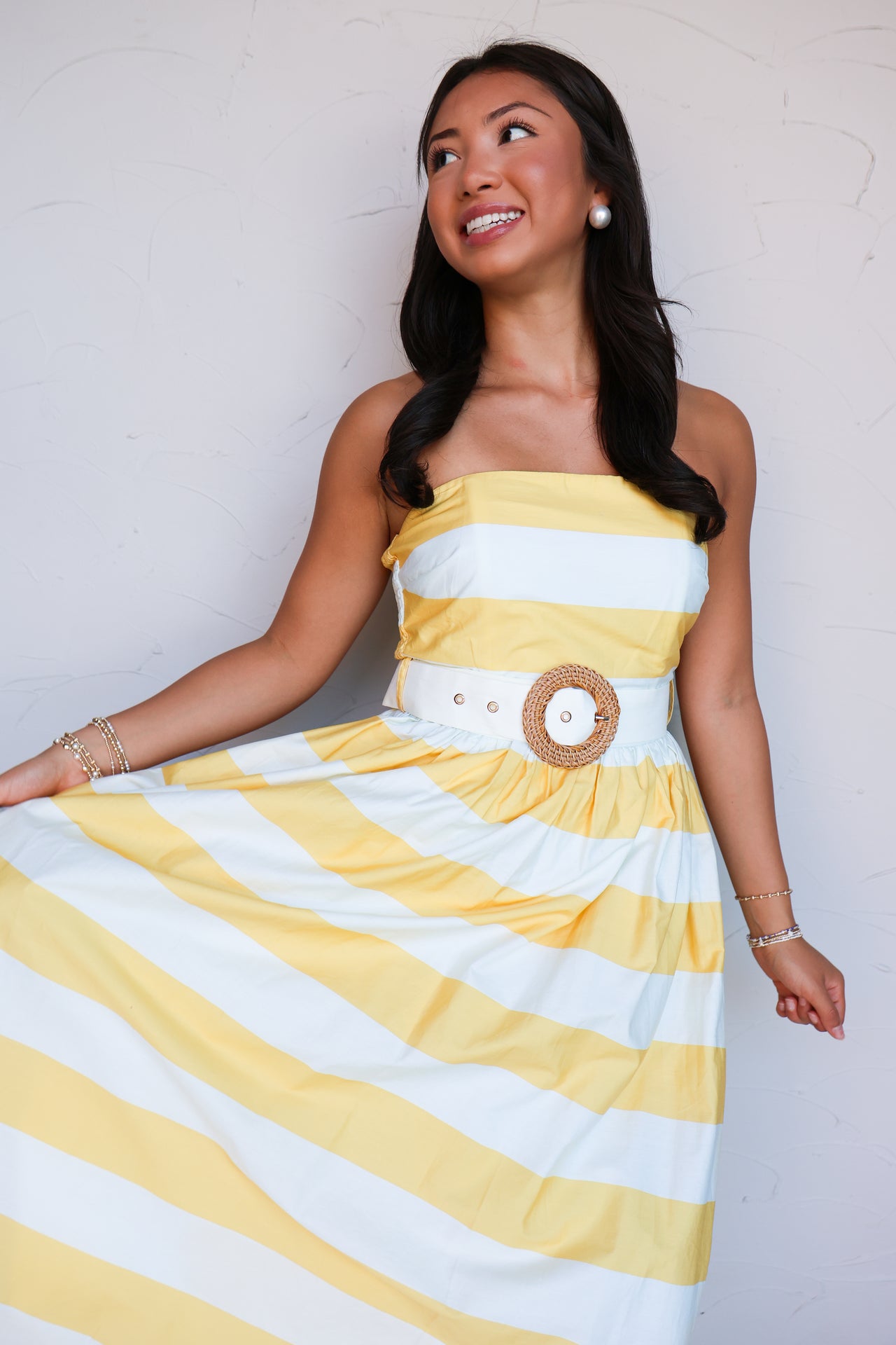 Razzle Dazzle Lemon Stripe Midi Dress