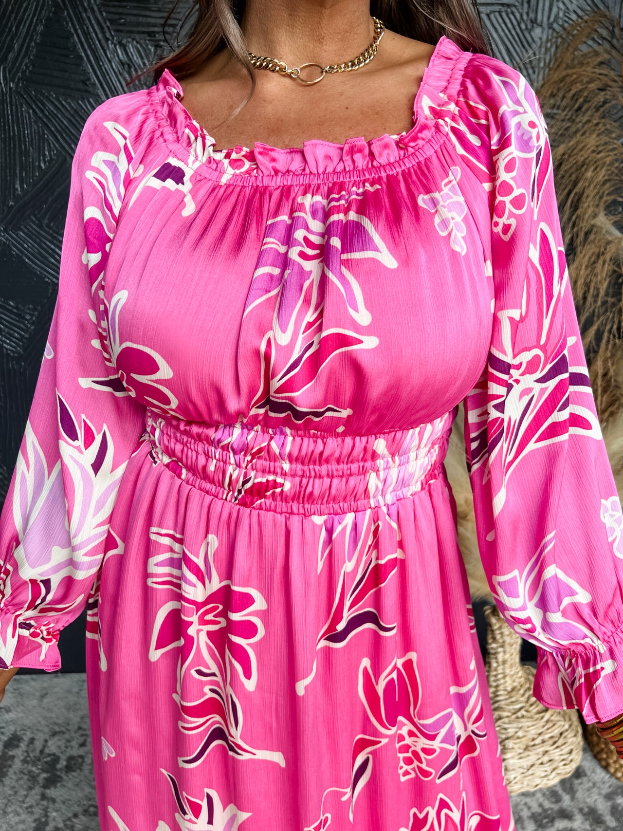 Girl Talk Floral Maxi Dress- Hot Pink