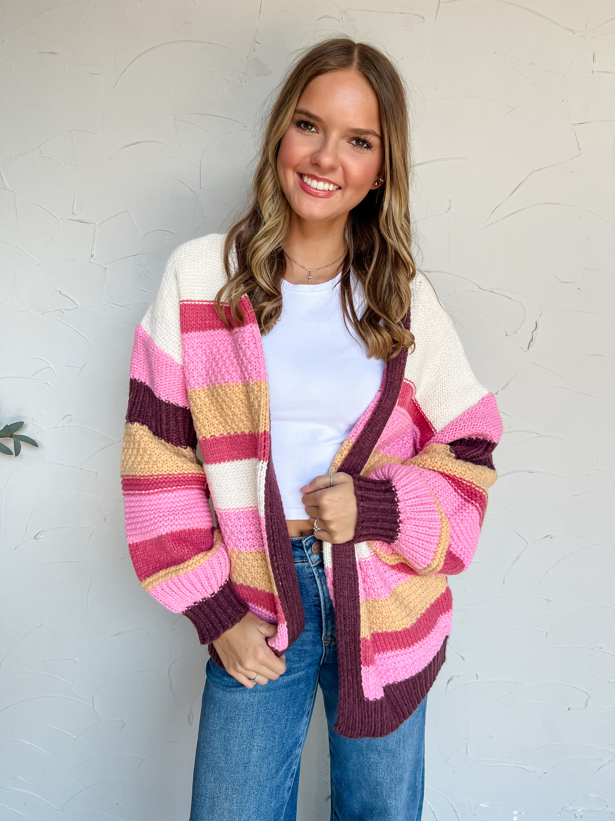 Berry Cookie Multicolored Striped Cardigan