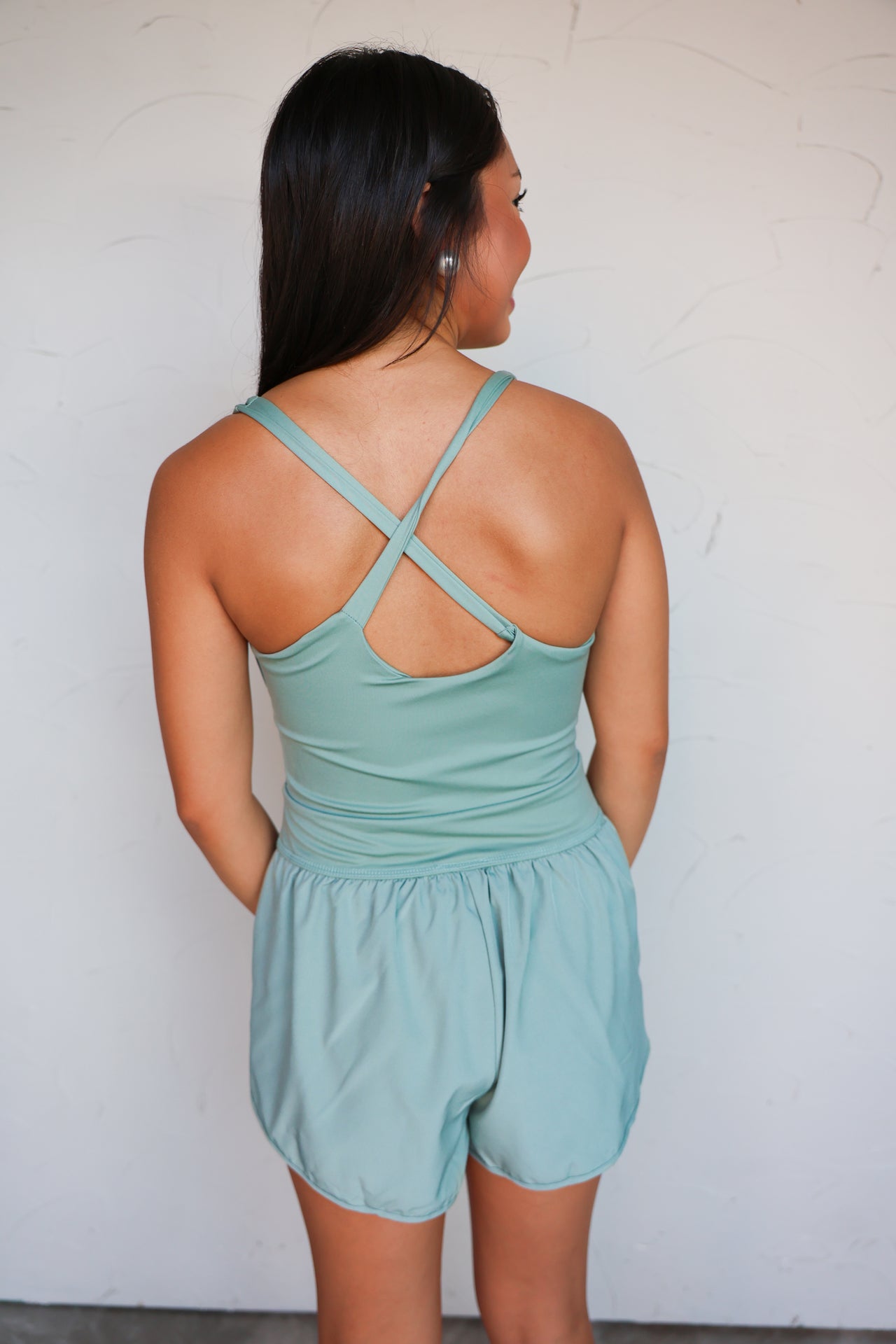 You Can Do It Cutout Romper- Sage