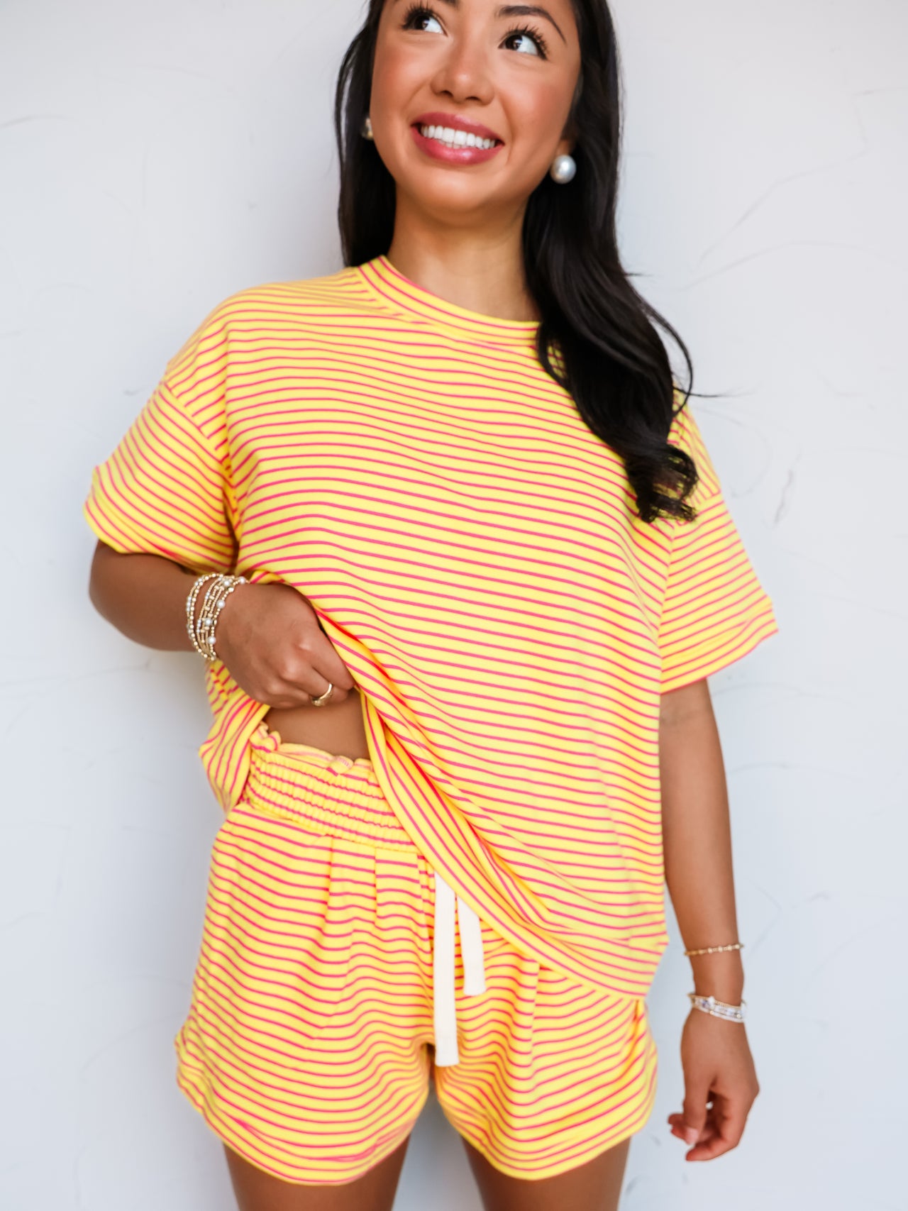 We Belong Together Striped Set- Yellow/Pink