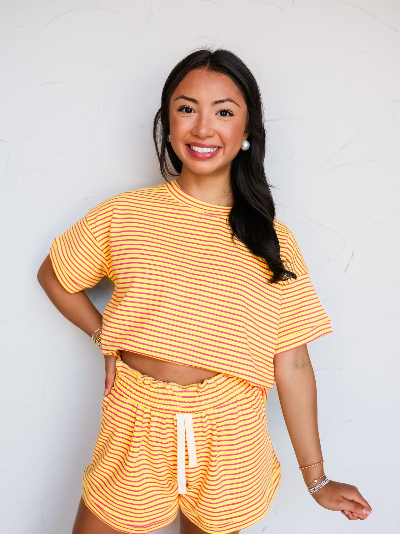 We Belong Together Striped Set- Yellow/Pink