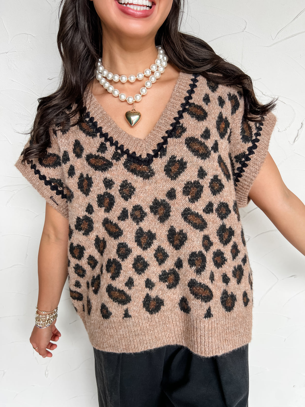 Just A Dream Leopard V Neck Vest