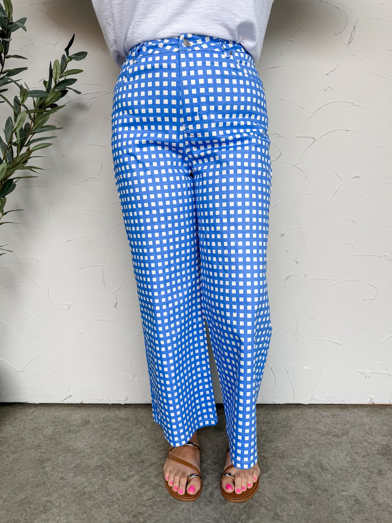 Clear Skies Ahead Blue Gingham Pants