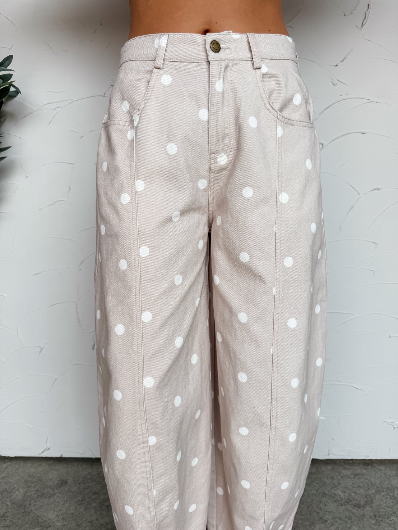 Take My Spot Polka Dot Wide Denim Pants