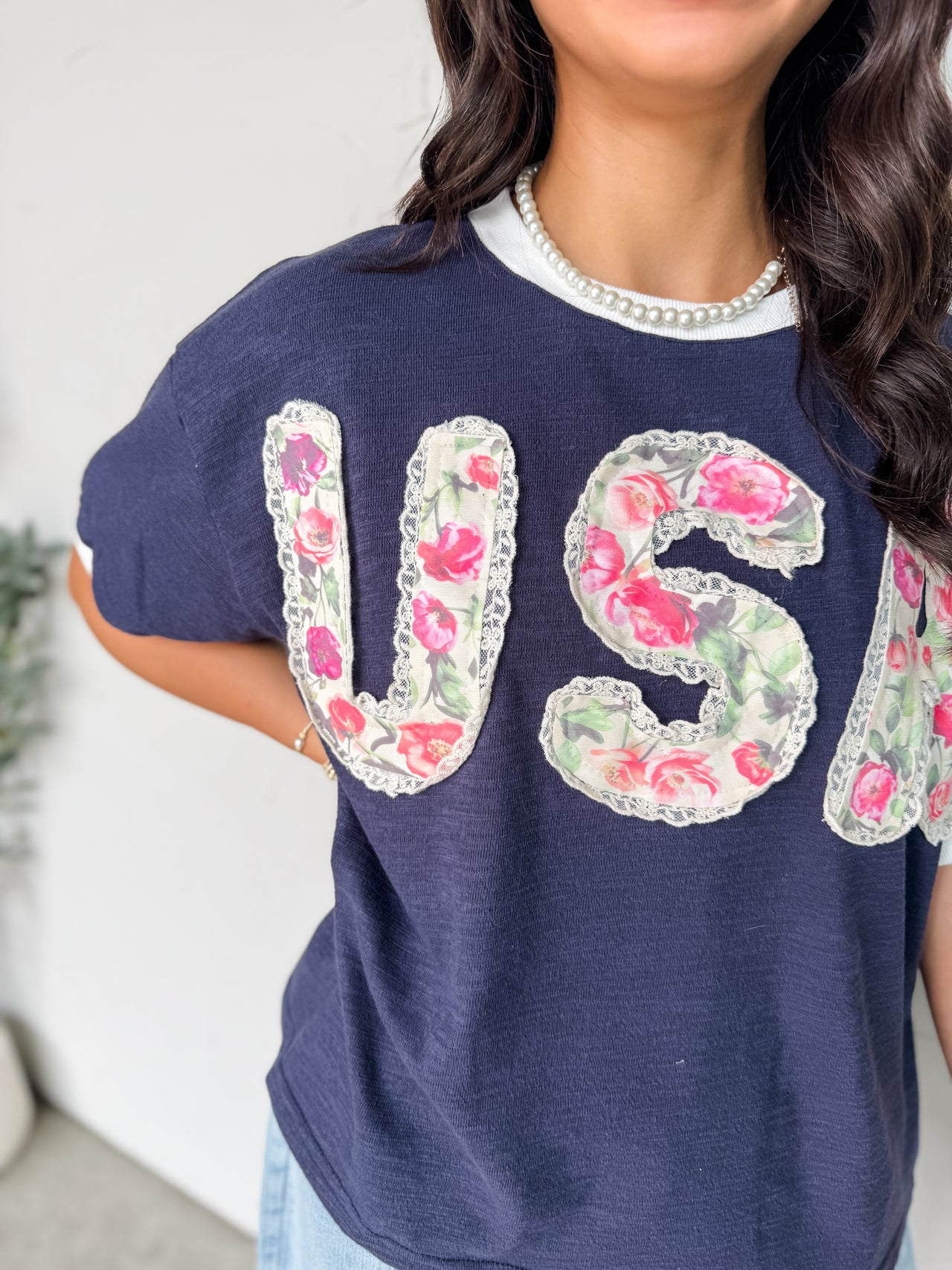 USA Lace Patch Top