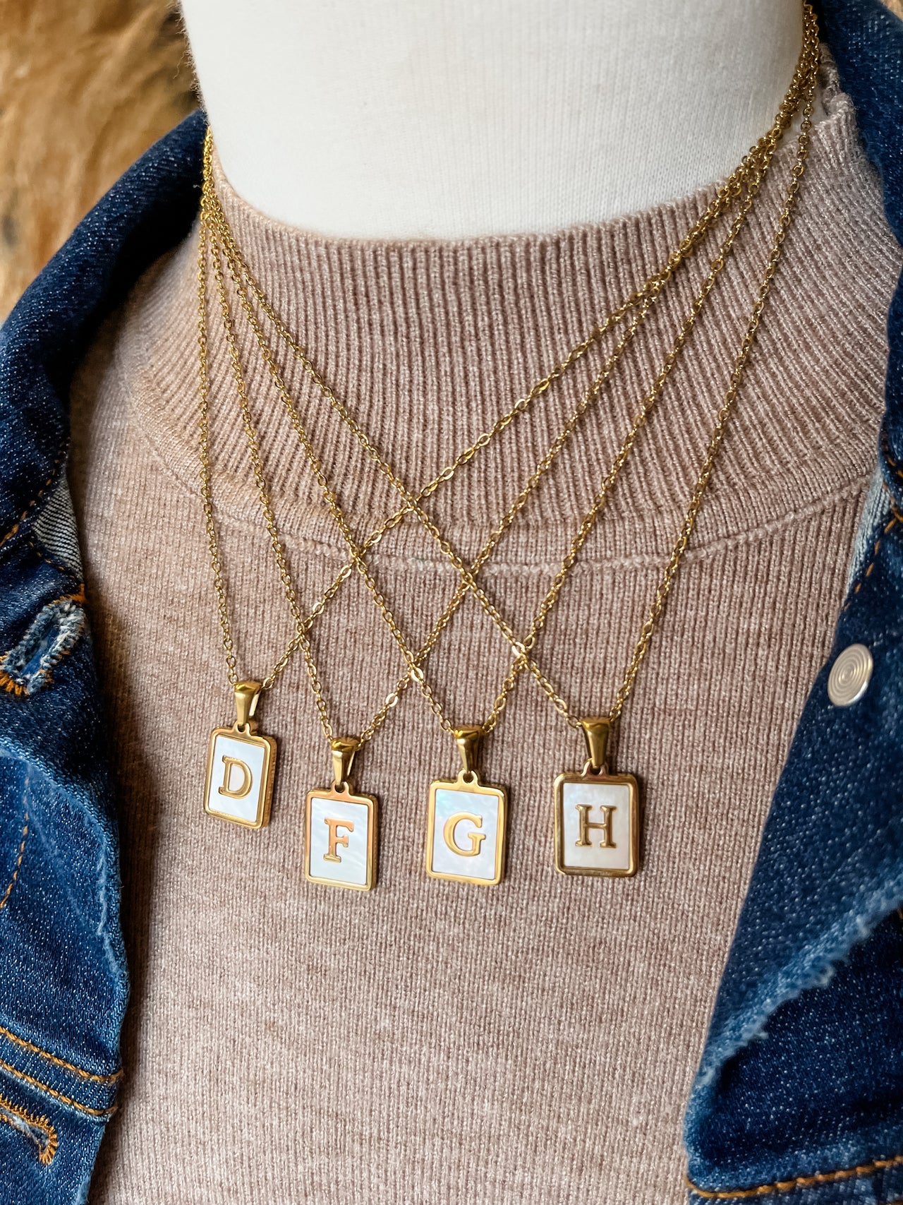 Initial Letter Inlay Necklace