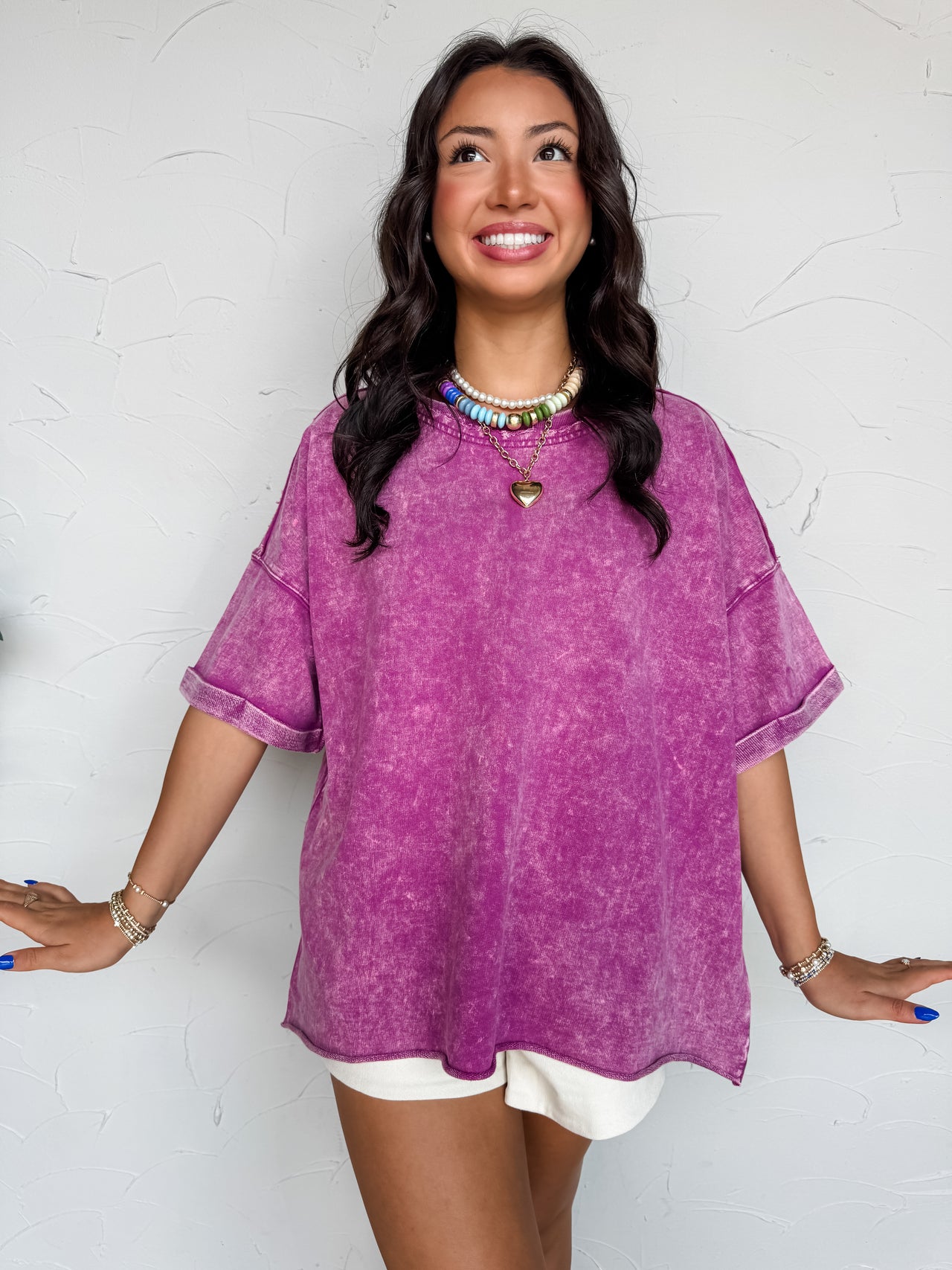 All In A Day Lt Plum Round Neck Top