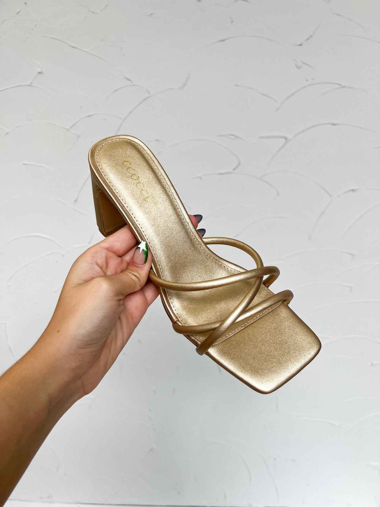 Jenna Square Toe Strappy Heels- Champagne