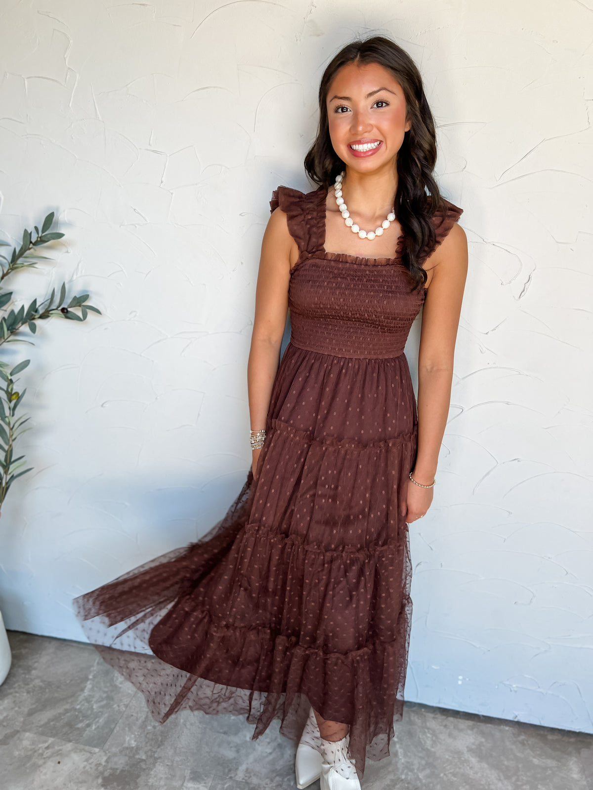 In Her Element Polka Dot Chiffon Midi Dress