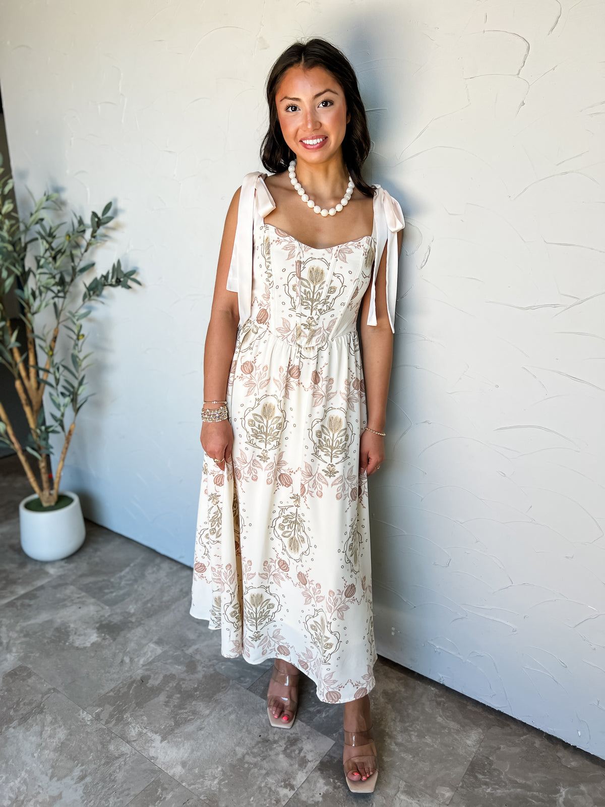 Fit The Plan Tie Shoulder Midi Dress