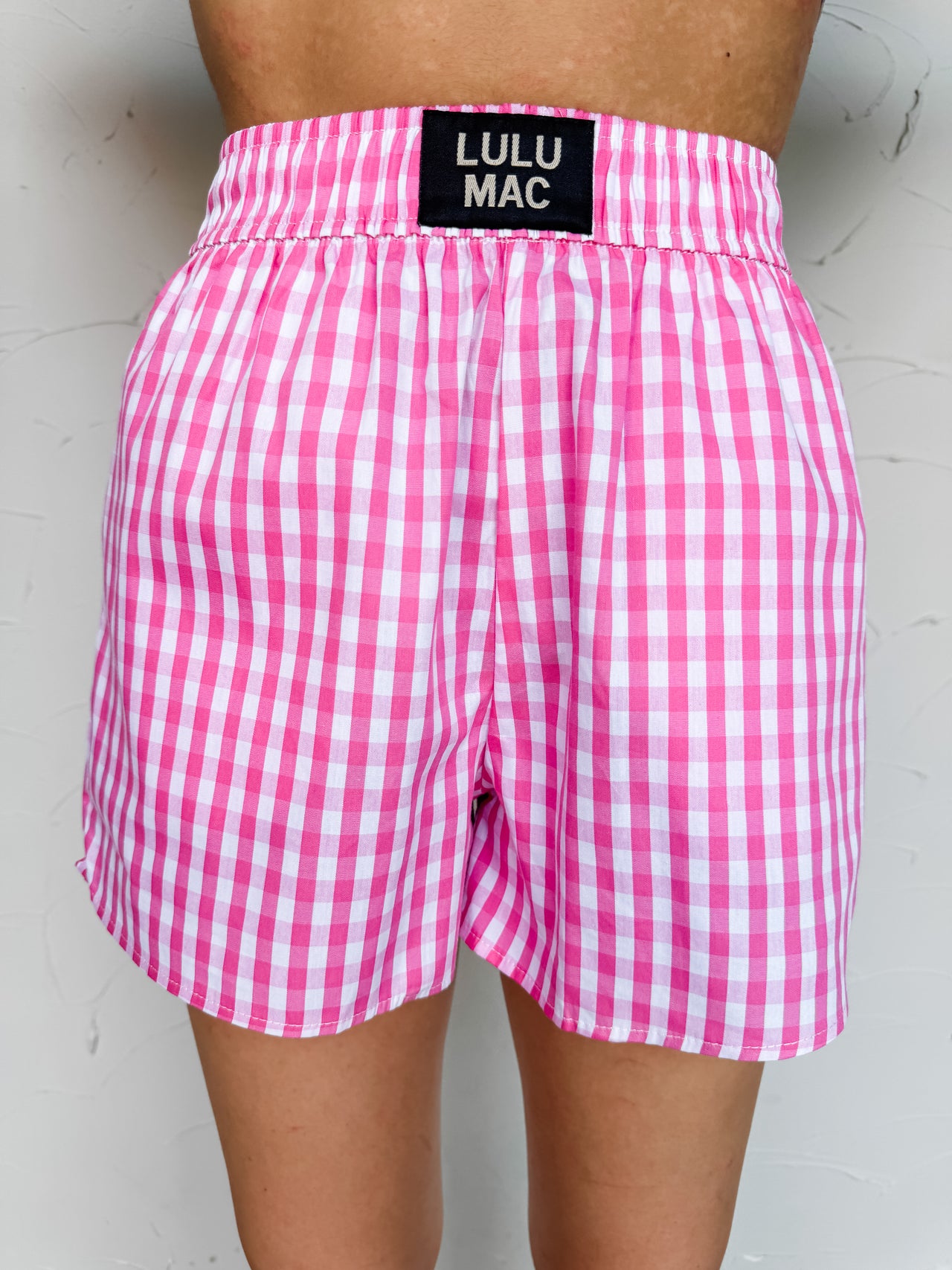 Lulu Mac Boxer Shorts- Pink Gingham